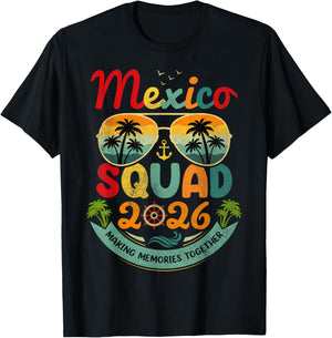 Mexico Squad 2026 Tropical Beach Vacation Vintage Group T-Shirt - T-Shirt | Black