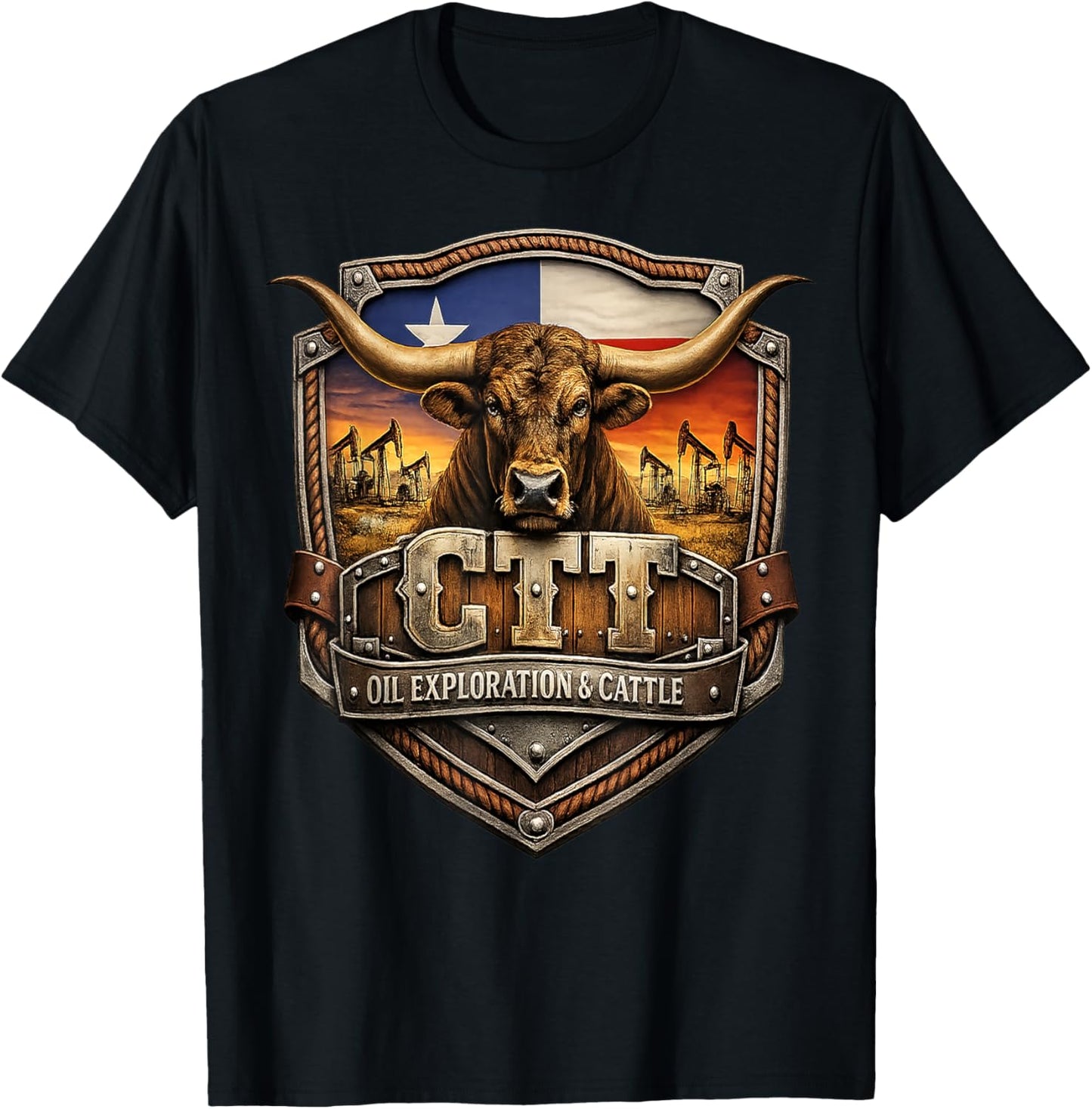 Vintage Texas Oilfield Rancher Cowboy Western Pride T-Shirt - T-Shirt | Black