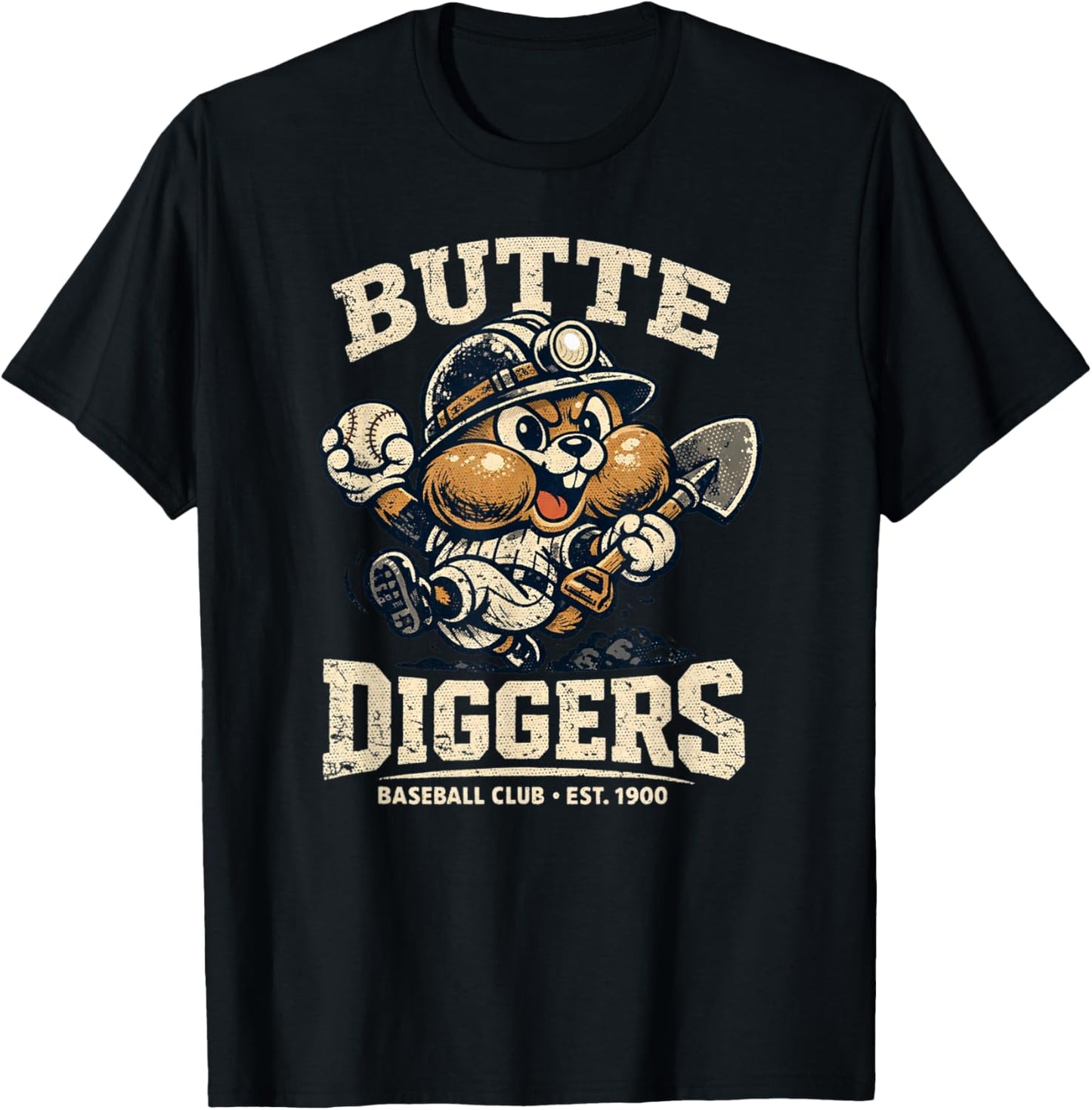 Vintage Baseball | Funny | Butte Diggers | Baseball Club T-Shirt - T-Shirt | Black