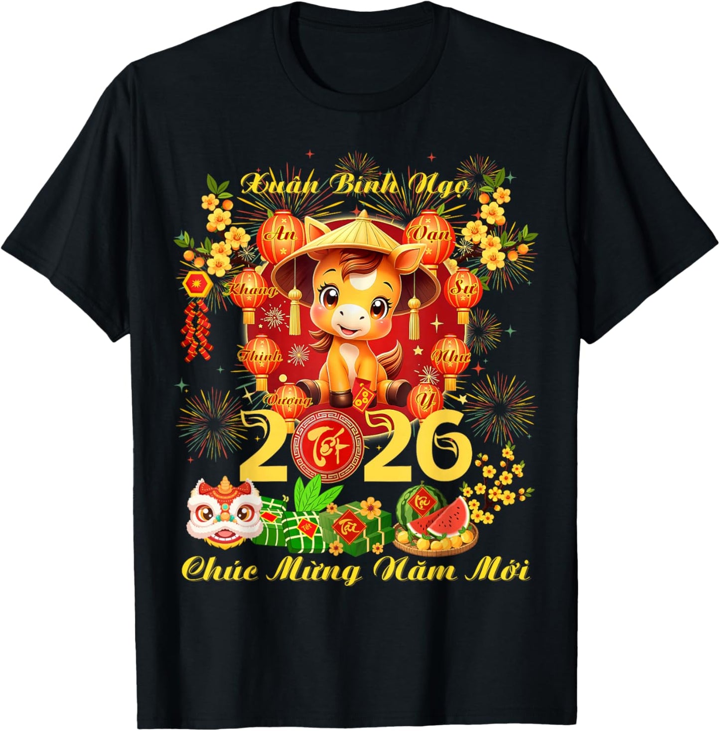 Funny Vietnamese Lunar New Year - TET 2026 Year of The Horse T-Shirt - T-Shirt | Black