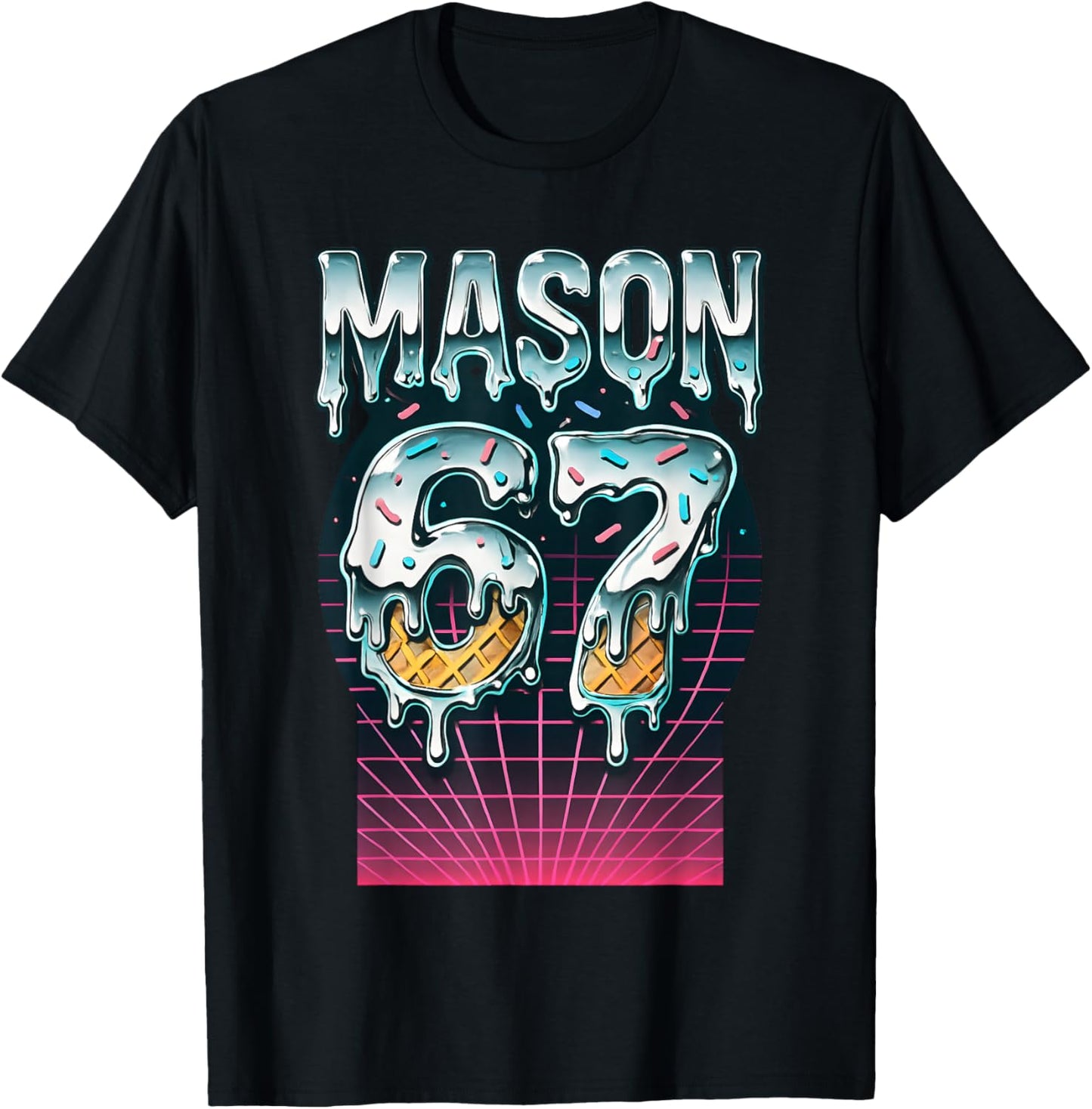 Mason 67 Meme Ice Cream Drip Six Seven Funny 6 7 Teen Boys T-Shirt - T-Shirt | Black