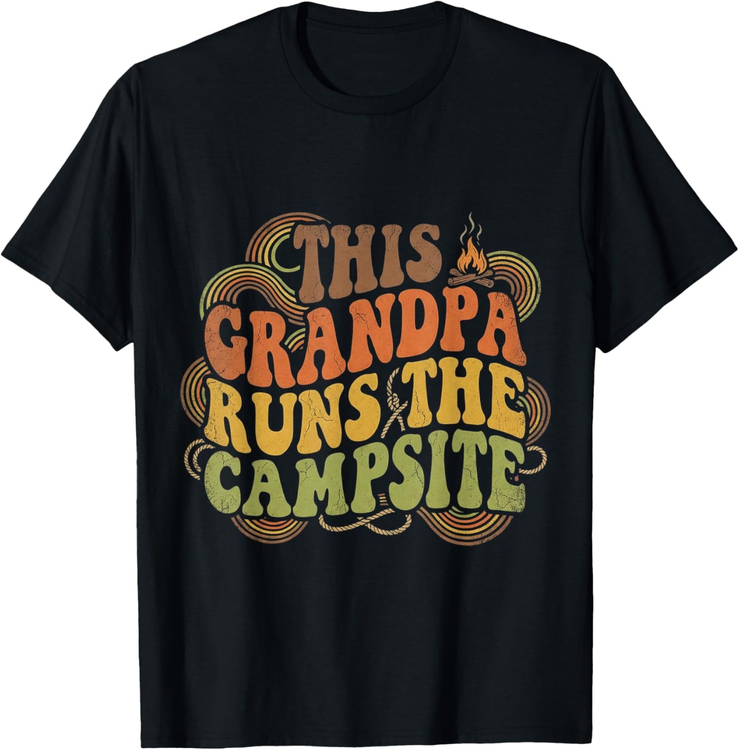 Funny Vintage Grandpa Runs Camping Retro Outdoor Gift T-Shirt - T-Shirt | Black