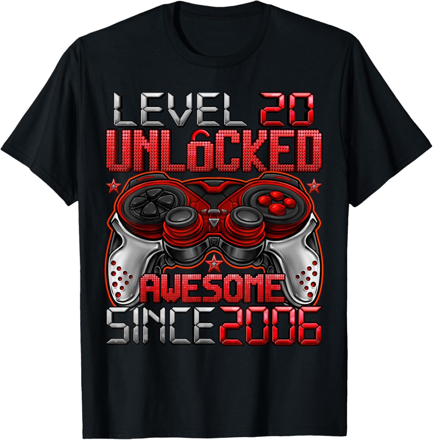 Level 20 Unlocked 20 Year Old Gifts Boys 20th Birthday Boy T-Shirt - T-Shirt | Black