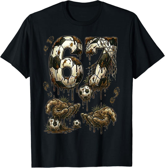 67 Soccer Six Seven Soccer 6 7 Kids Boys Girls Funny Soccer T-Shirt - T-Shirt | Black
