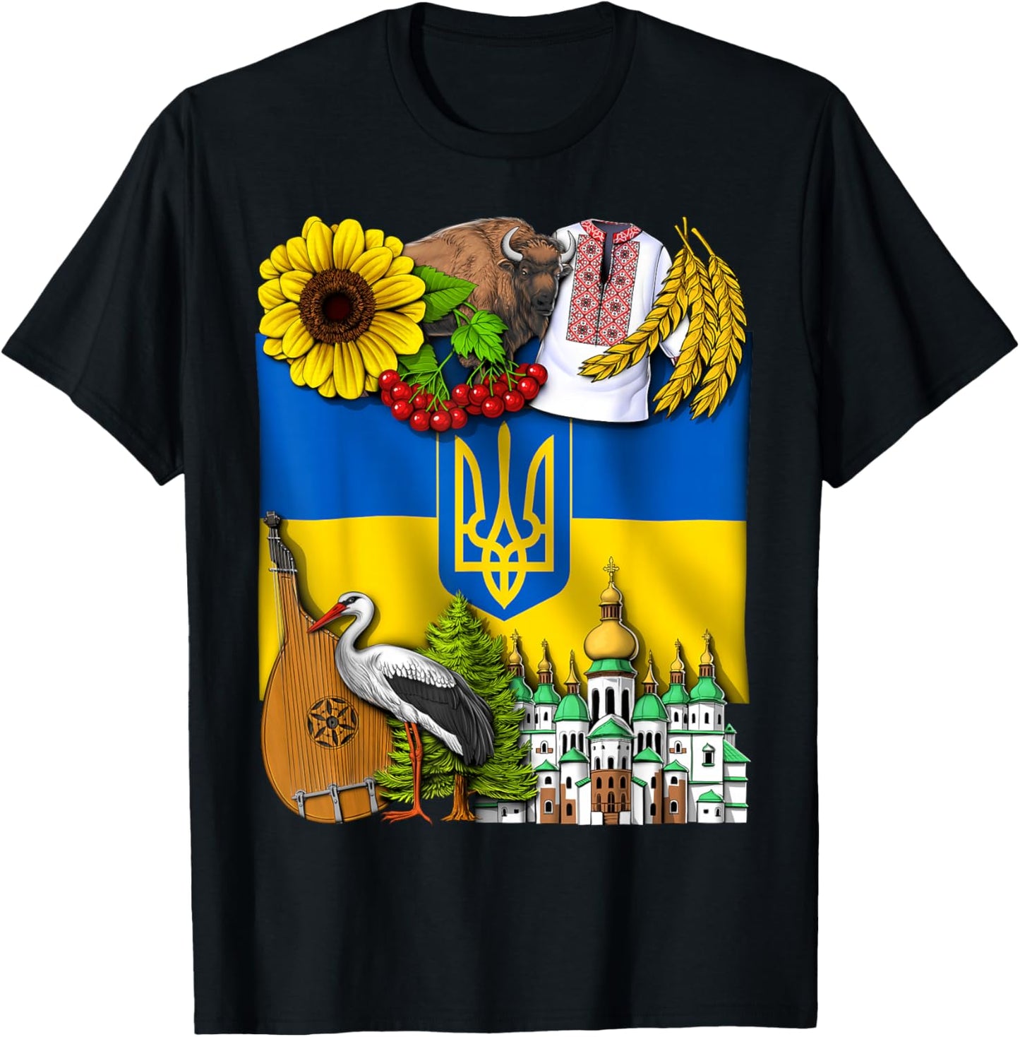 Ukraine Flag Ukrainian Roots Proud Ukrainian Heritage T-Shirt - T-Shirt | Black