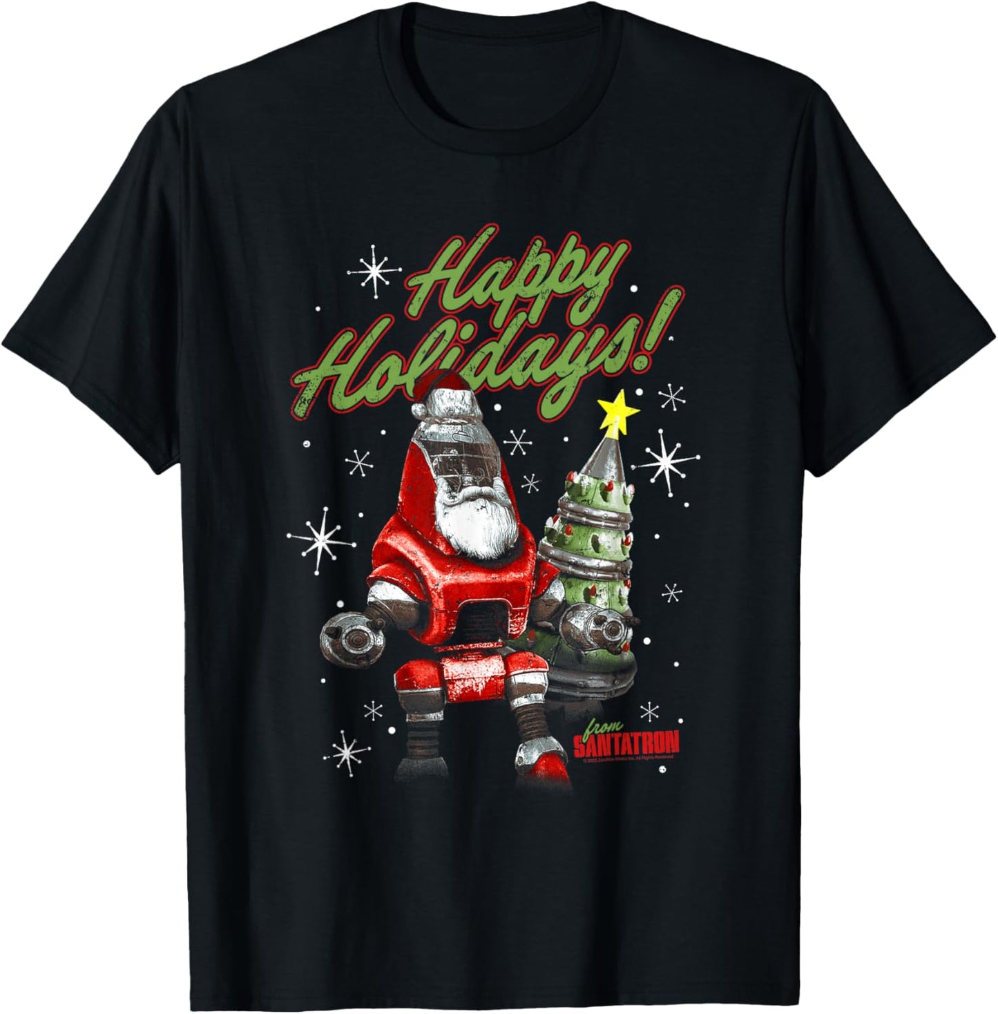 Fallout Happy Holidays from Santatron Christmas Video Game T-Shirt - T-Shirt | Black