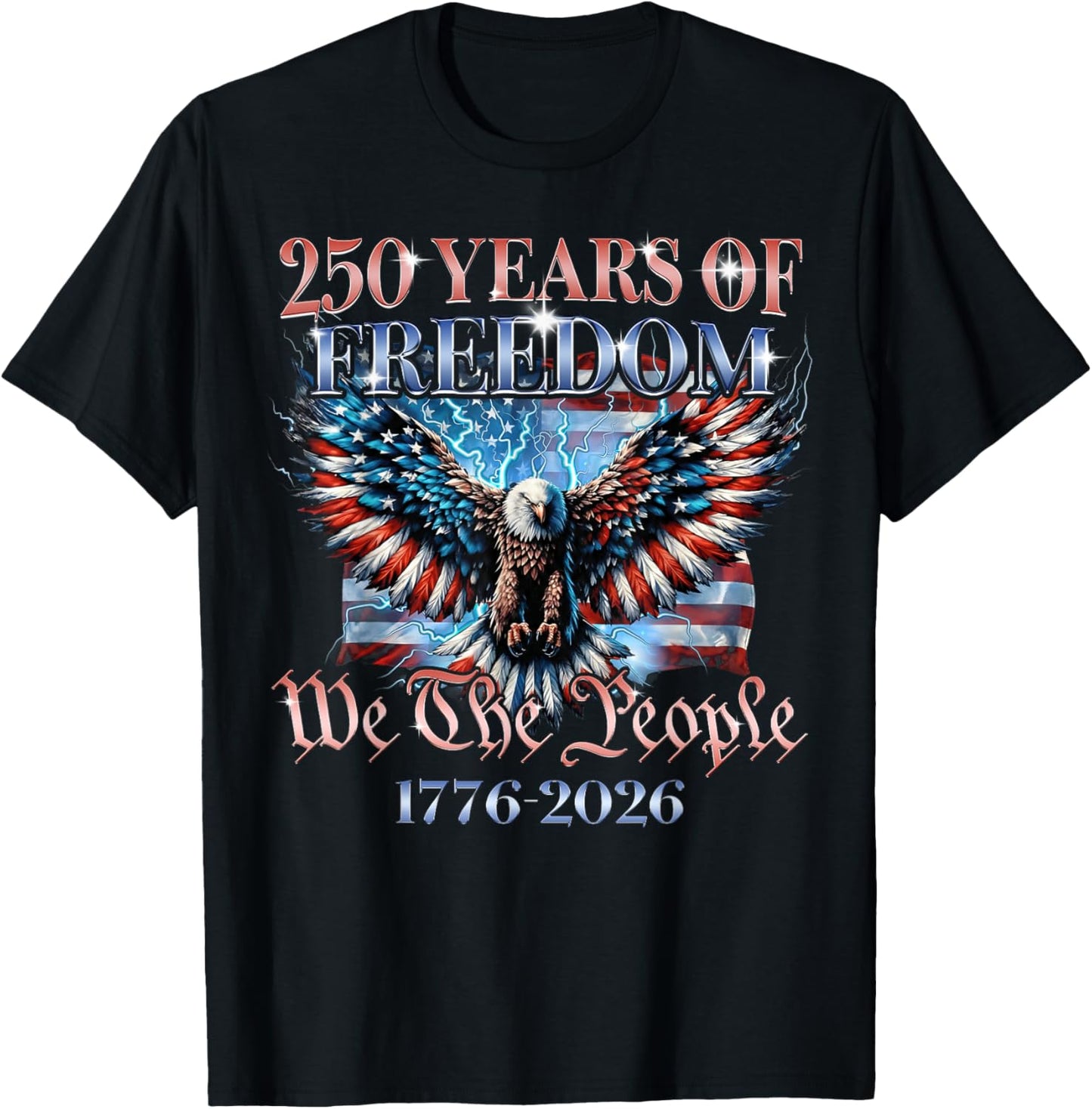 We The People USA 250 Years 1776 2026 Eagle US Flag Men Boys T-Shirt - T-Shirt | Black