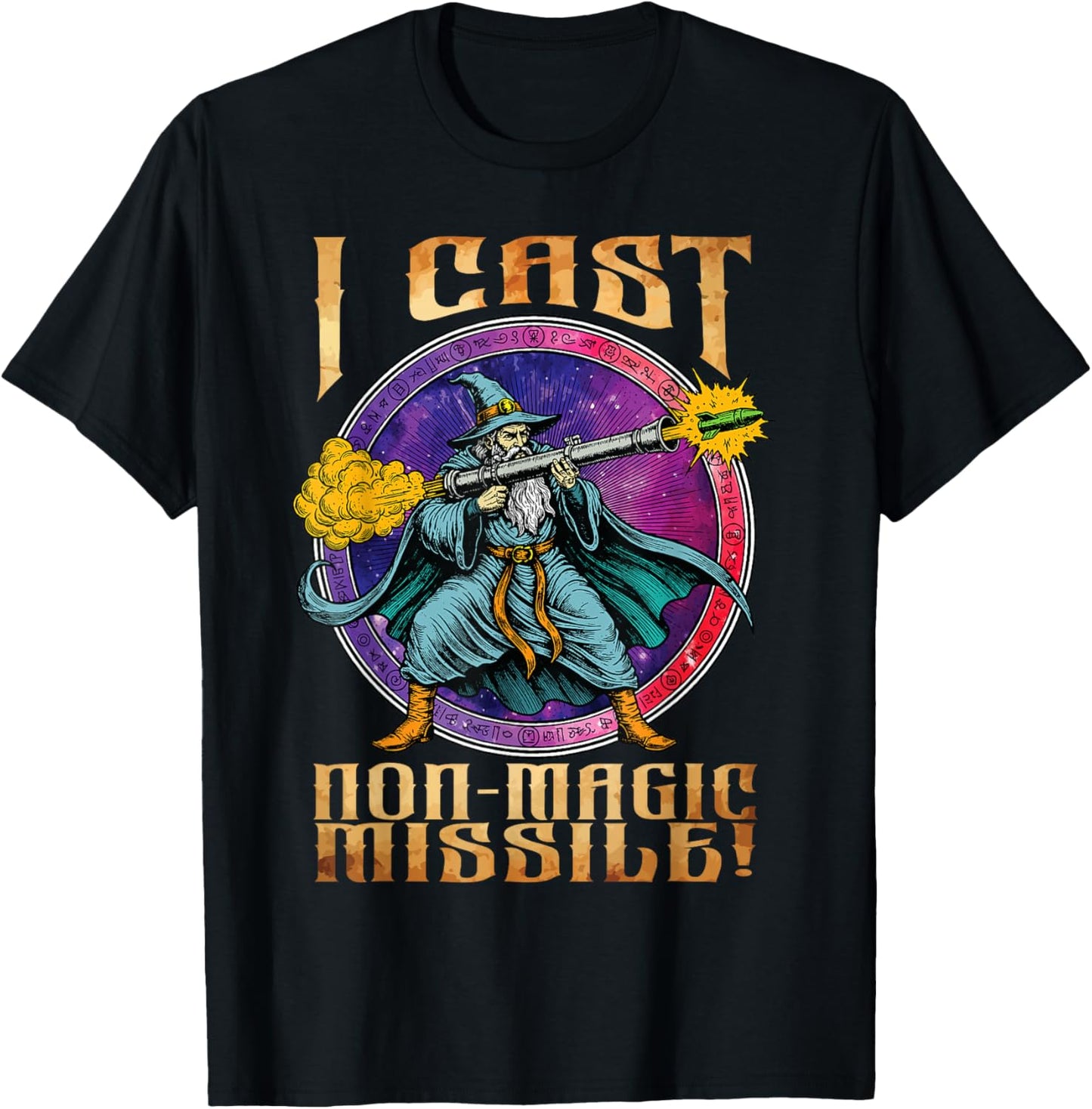 Funny Wizard Meme I Cast Non-Magic Missile Parody Retro T-Shirt - T-Shirt | Black
