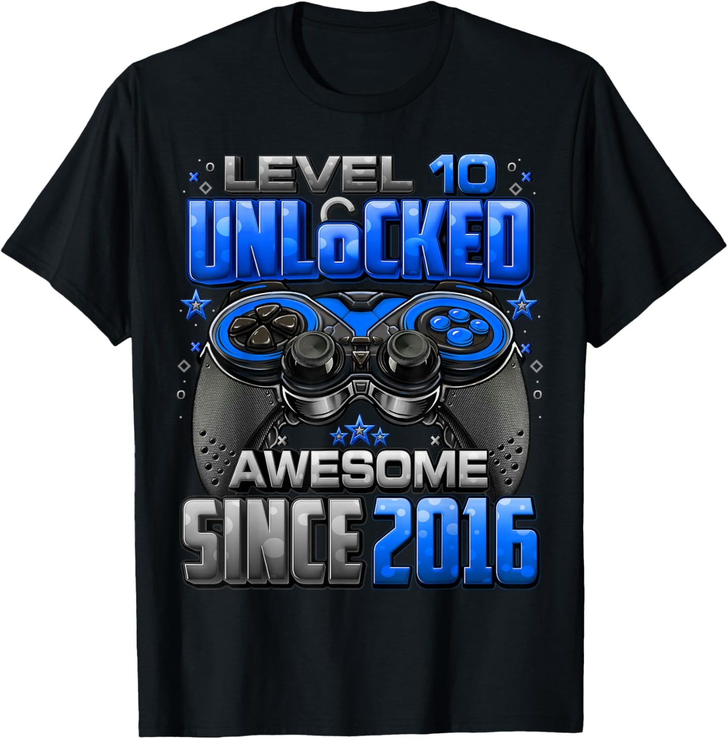 Level 10 Unlocked Awesome Since 2016 10th Birthday Gaming T-Shirt - T-Shirt | Black