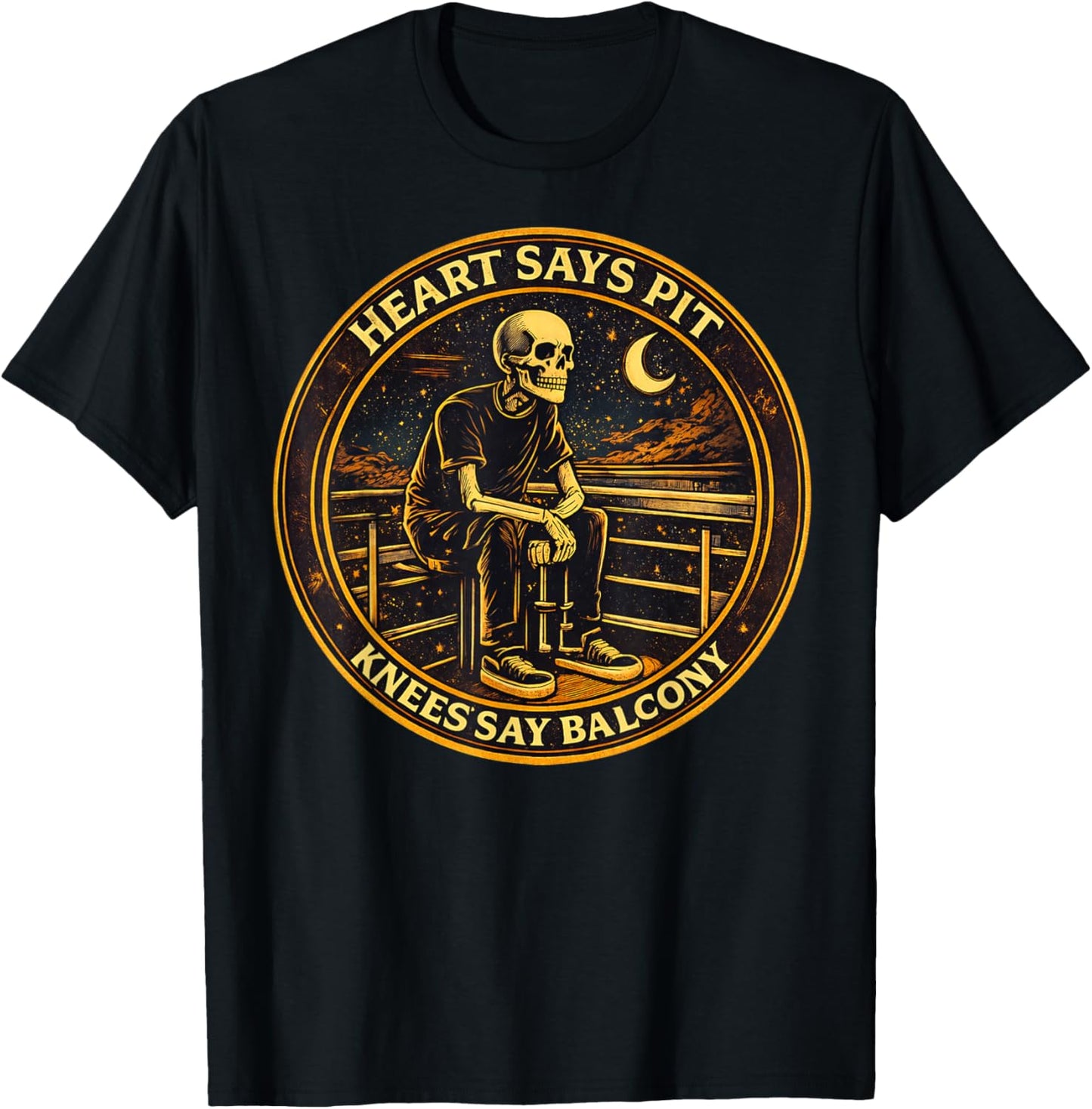 Heart Says Pit Knees Say Balcony T-Shirt - T-Shirt | Black