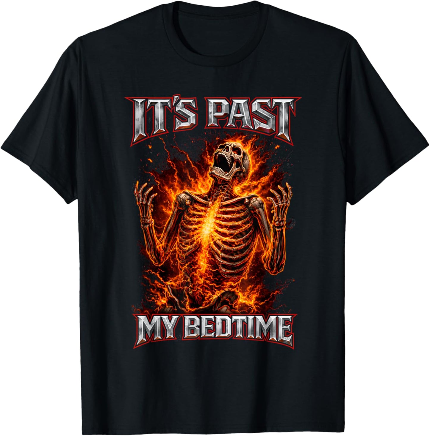It's Past My Bedtime Funny Skeleton Meme Ironic Sleepy Tired T-Shirt - T-Shirt | Black