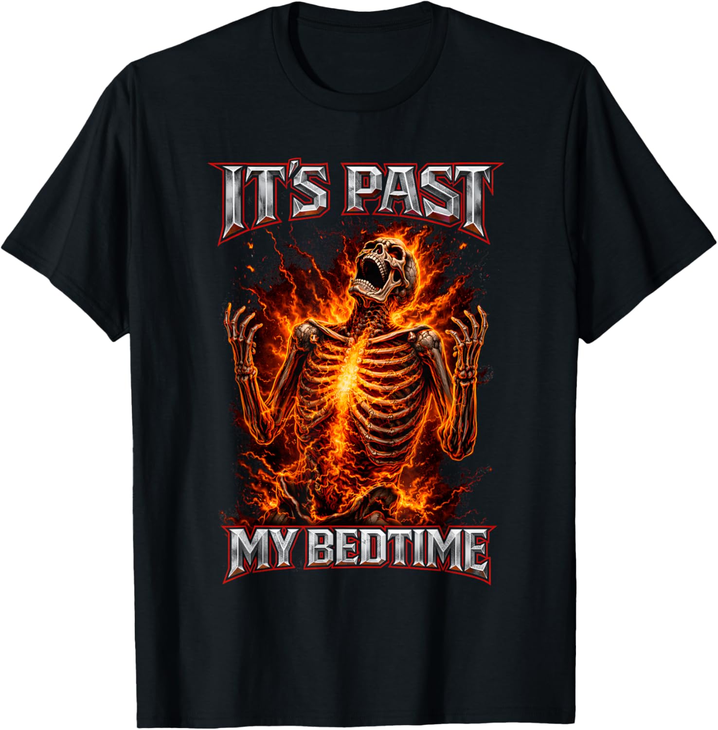 It's Past My Bedtime Funny Skeleton Meme Ironic Sleepy Tired T-Shirt - T-Shirt | Black