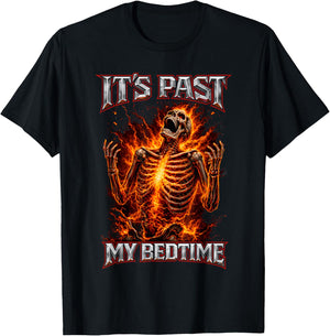 It's Past My Bedtime Funny Skeleton Meme Ironic Sleepy Tired T-Shirt - T-Shirt | Black