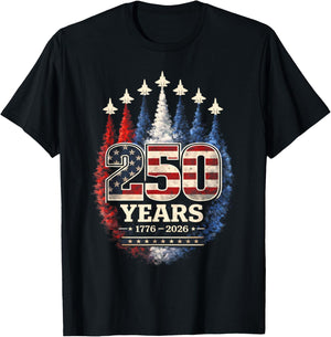 250 Years American 1776 2026 250th USA Patriotic 4th of July T-Shirt - T-Shirt | Black