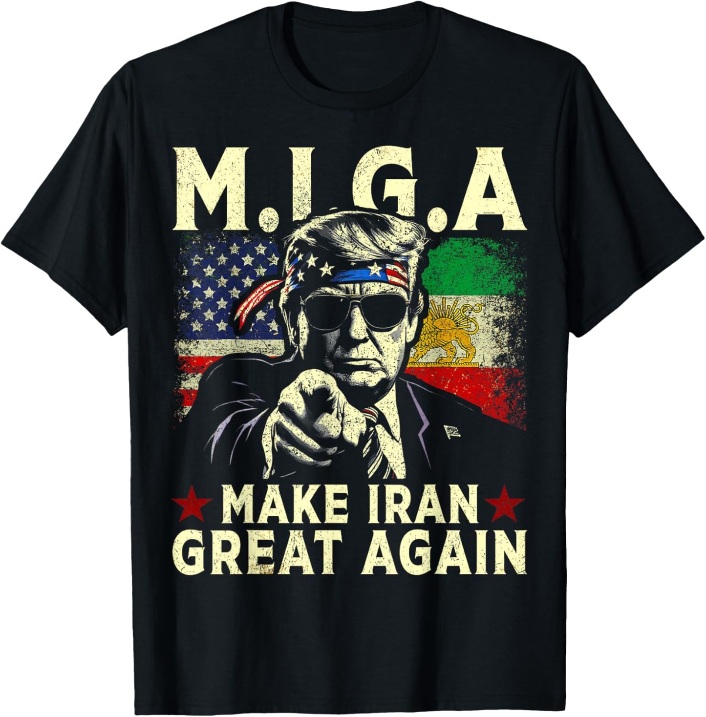 MIGA Make Iran Great Again Vintage T-Shirt - T-Shirt | Black