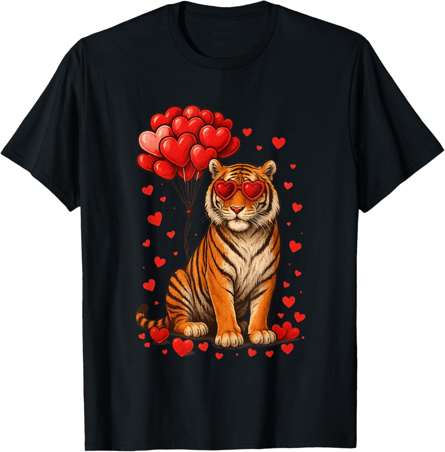 Funny Tiger Valentine's Day Heart Animals Lover Gifts T-Shirt - T-Shirt | Black