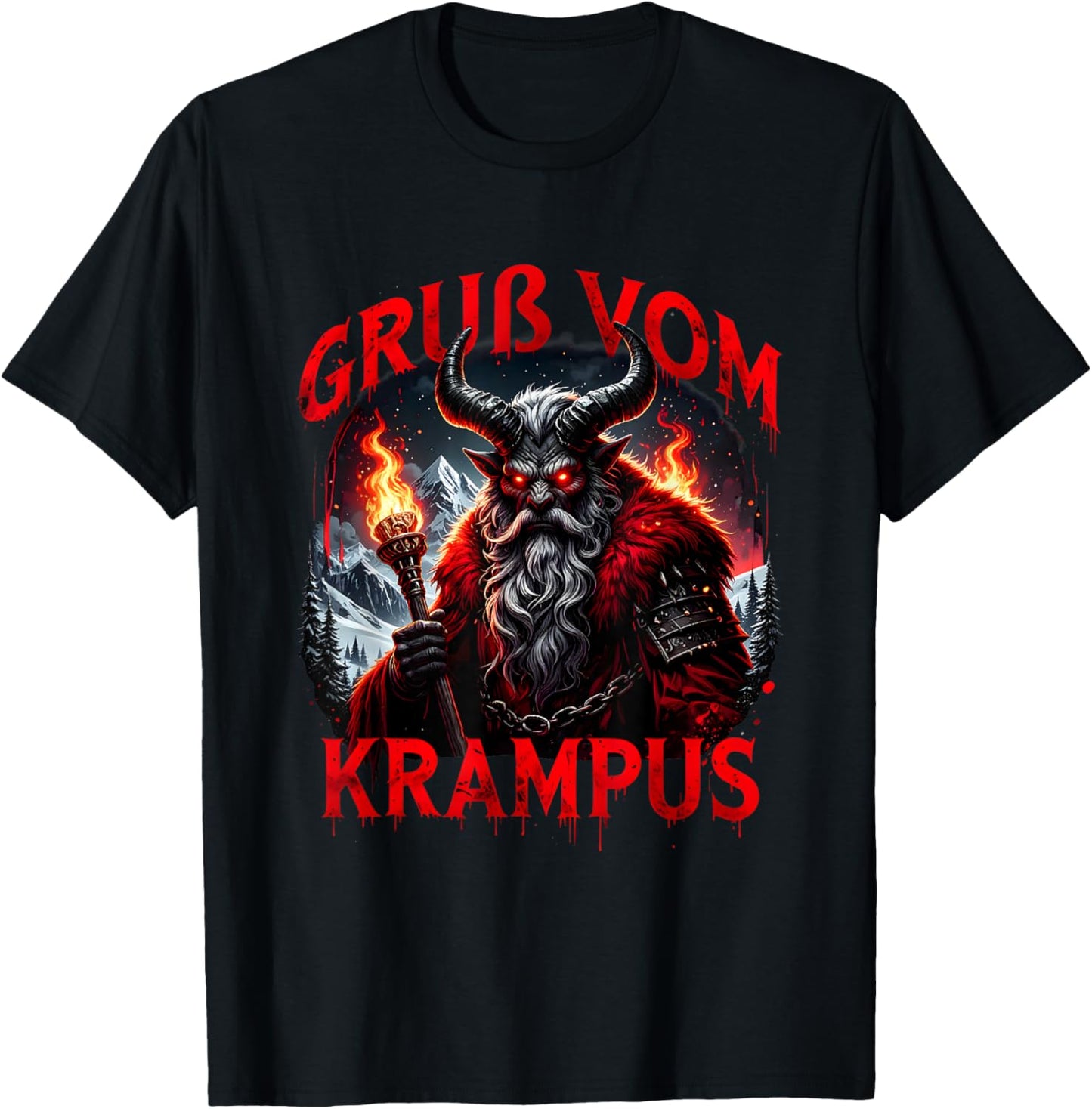Merry Holiday Horror Vintage Gruß Vom Krampus Dark Christmas T-Shirt - T-Shirt | Black