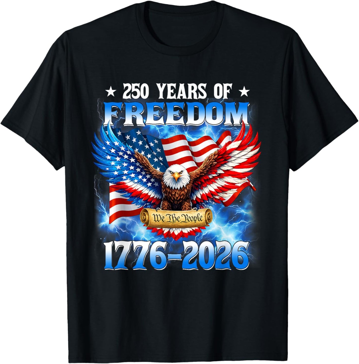 250 Years American 1776 2026 250th USA Birthday 4th of July T-Shirt - T-Shirt | Black
