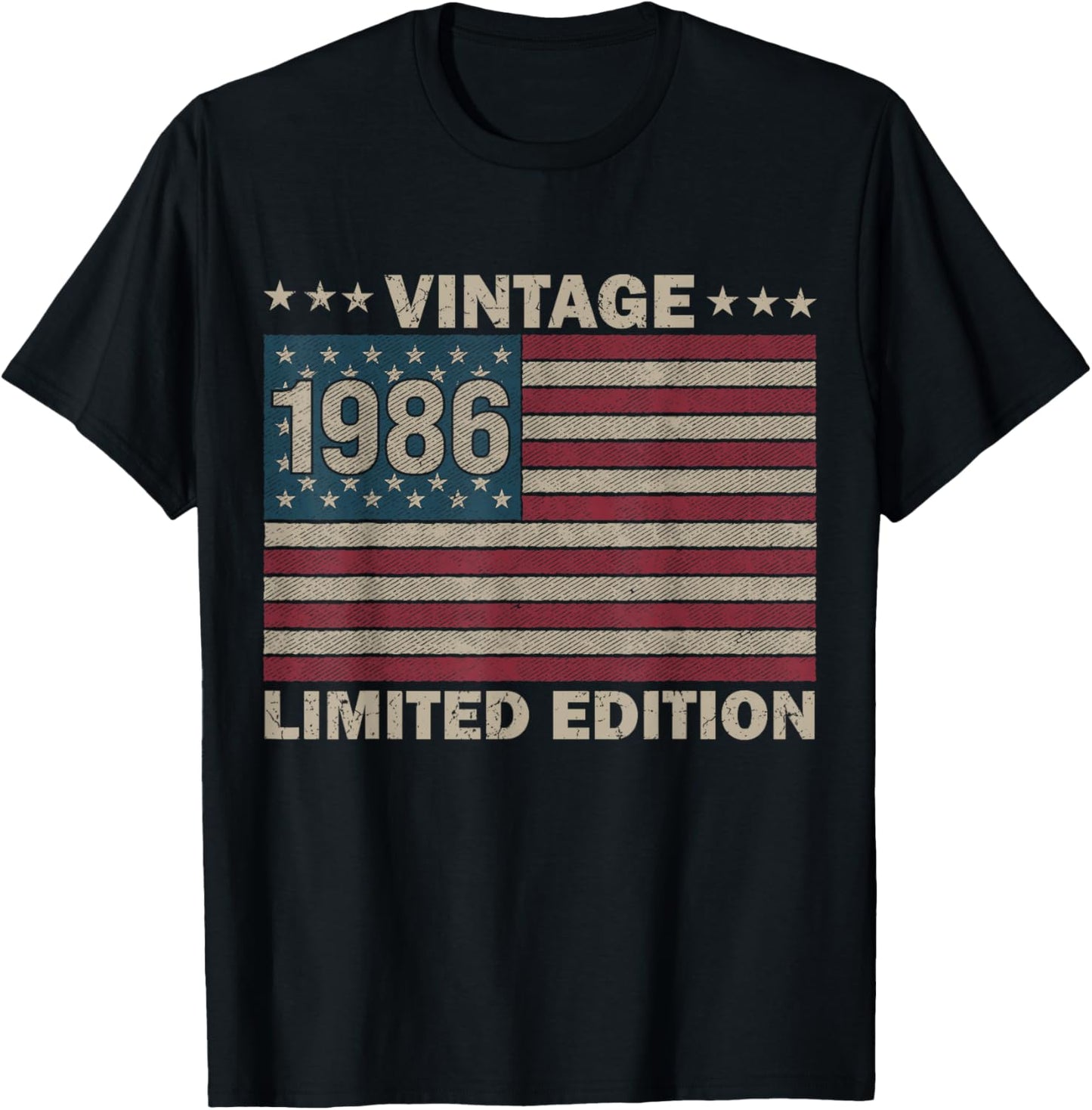 US Flag 40 Birthday American USA Men 40yr 1986 40th Birthday T-Shirt - T-Shirt | Black