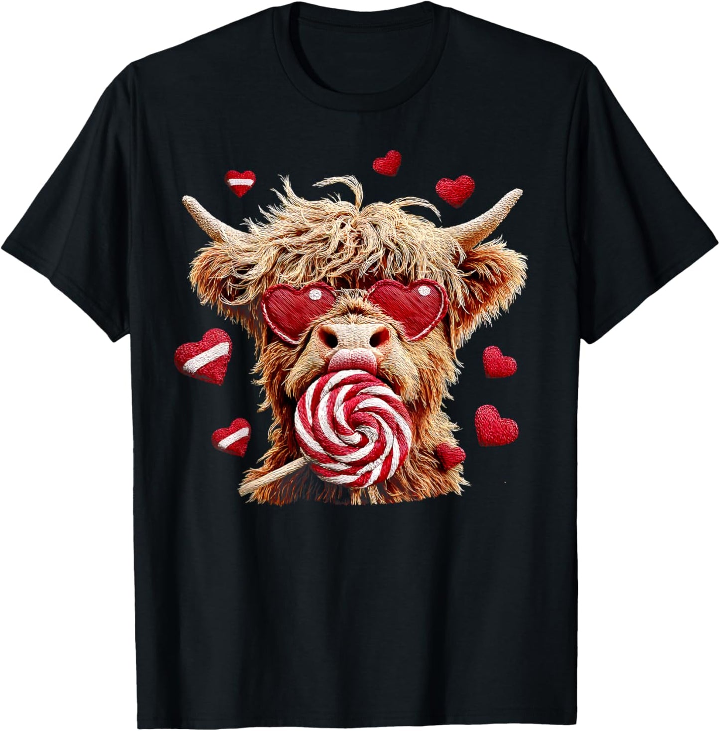 Highland Cow Valentine Funny Cow Lovers Kids T-Shirt - T-Shirt | Black