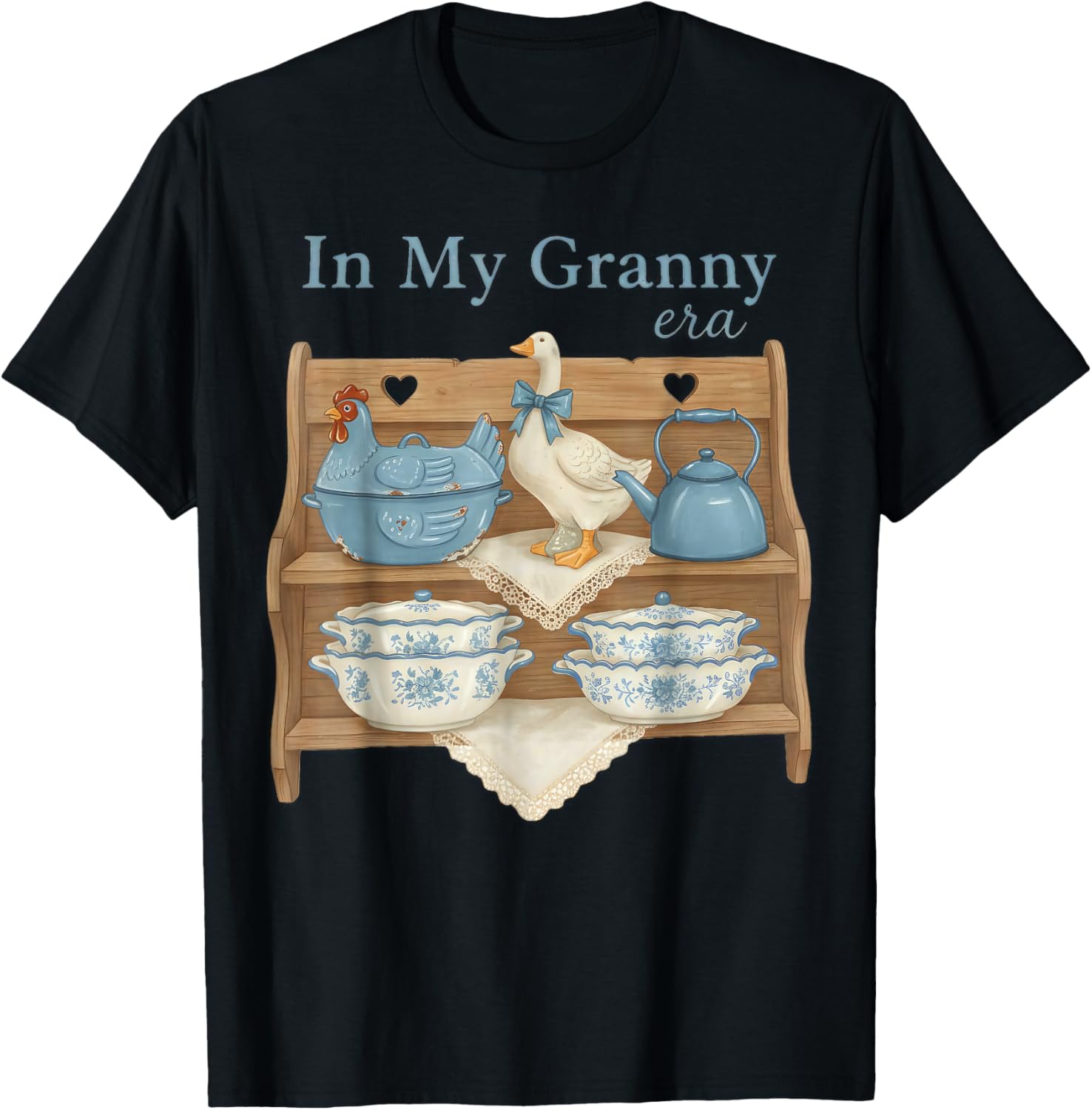 in My Granny Era, Grandma Core Graphic T-Shirt - T-Shirt | Black