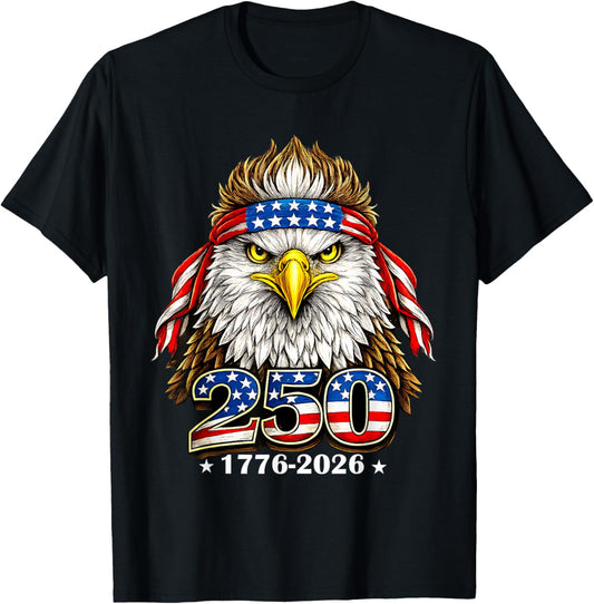 250 Years American 1776 2026 250th USA Patriotic 4th of July T-Shirt - T-Shirt | Black
