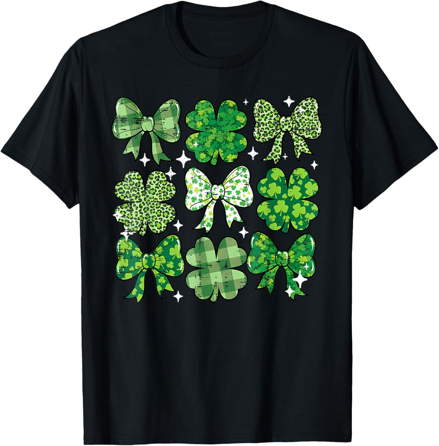 St Patricks Day Bow Coquette Saint Paddys Girls Kids Women T-Shirt - T-Shirt | Black