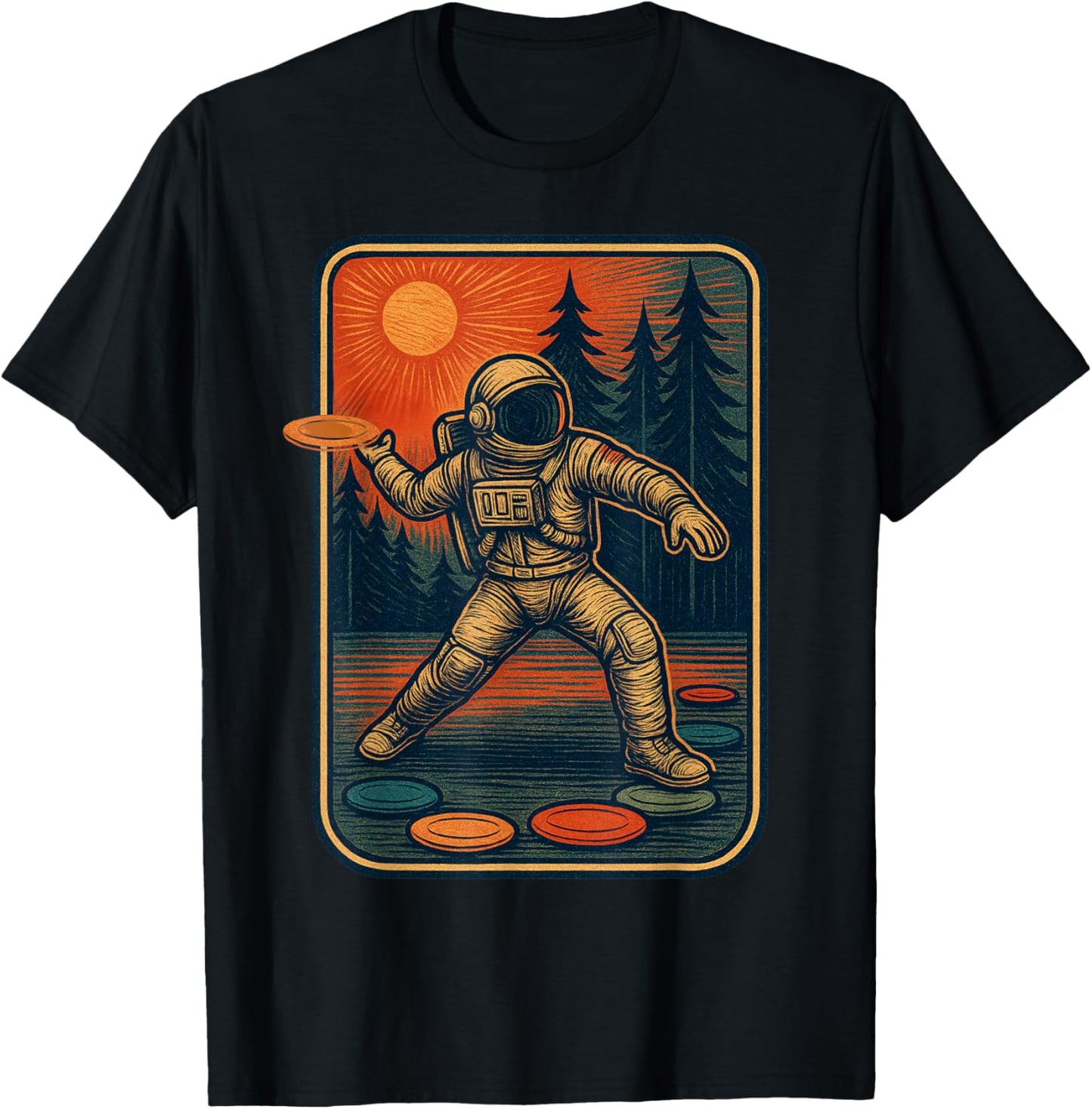 Astronaut Disc Golfer Funny Disc Golf T-Shirt - T-Shirt | Black