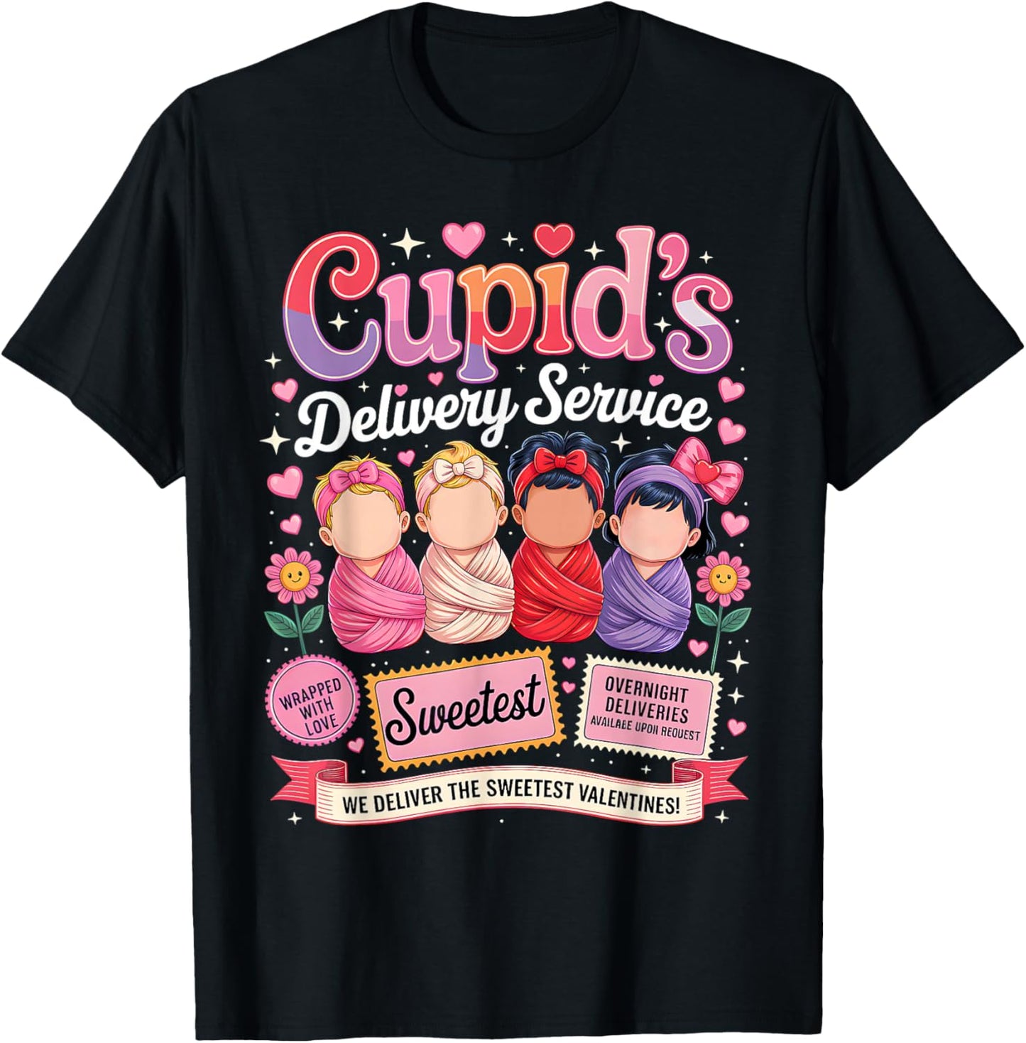 Nurse Valentine Cupid's Delivery Service Labor and Delivery T-Shirt - T-Shirt | Black