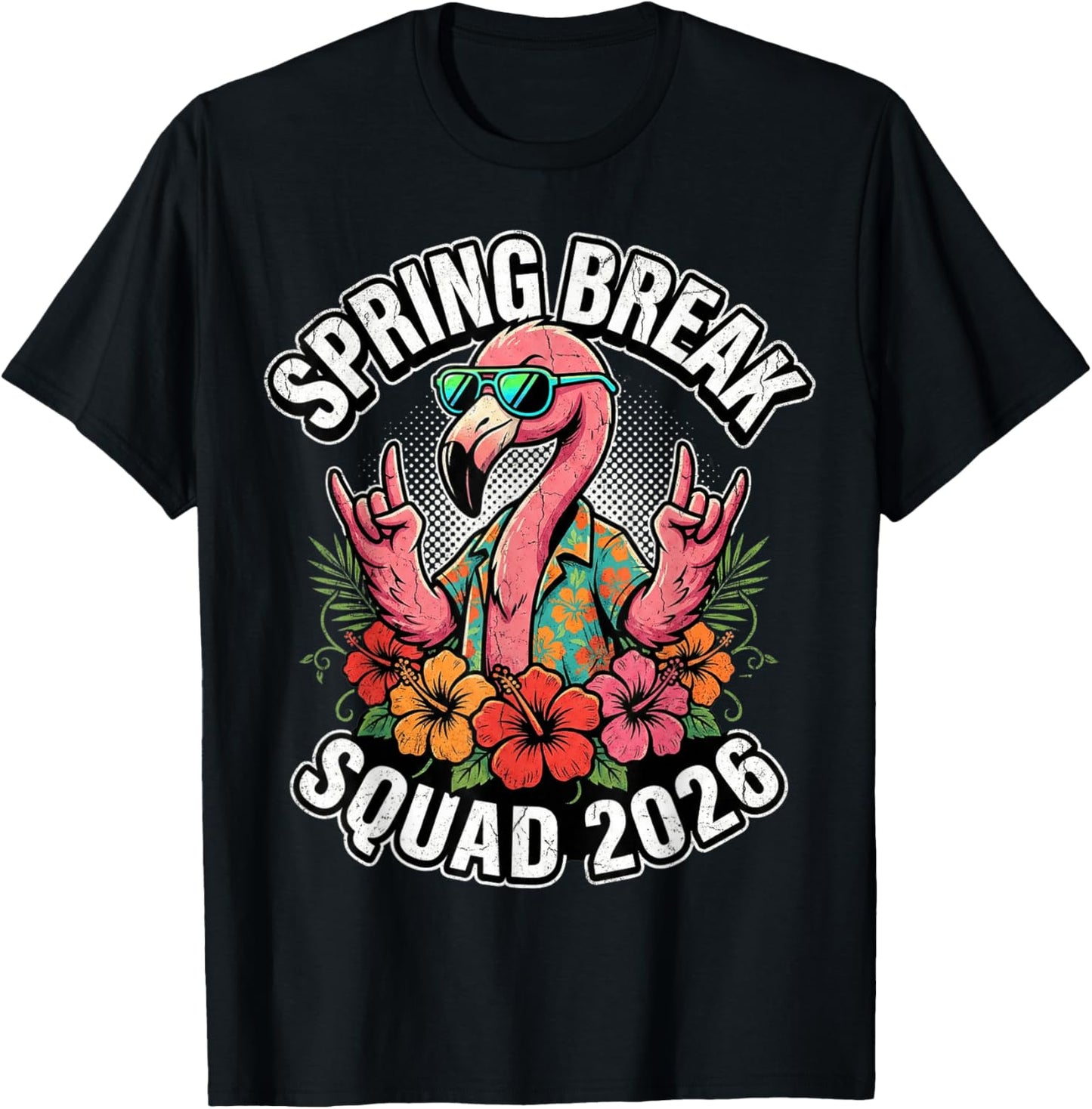 Spring Break Squad 2026 Flamingo Funny Matching Group Trip T-Shirt - T-Shirt | Black