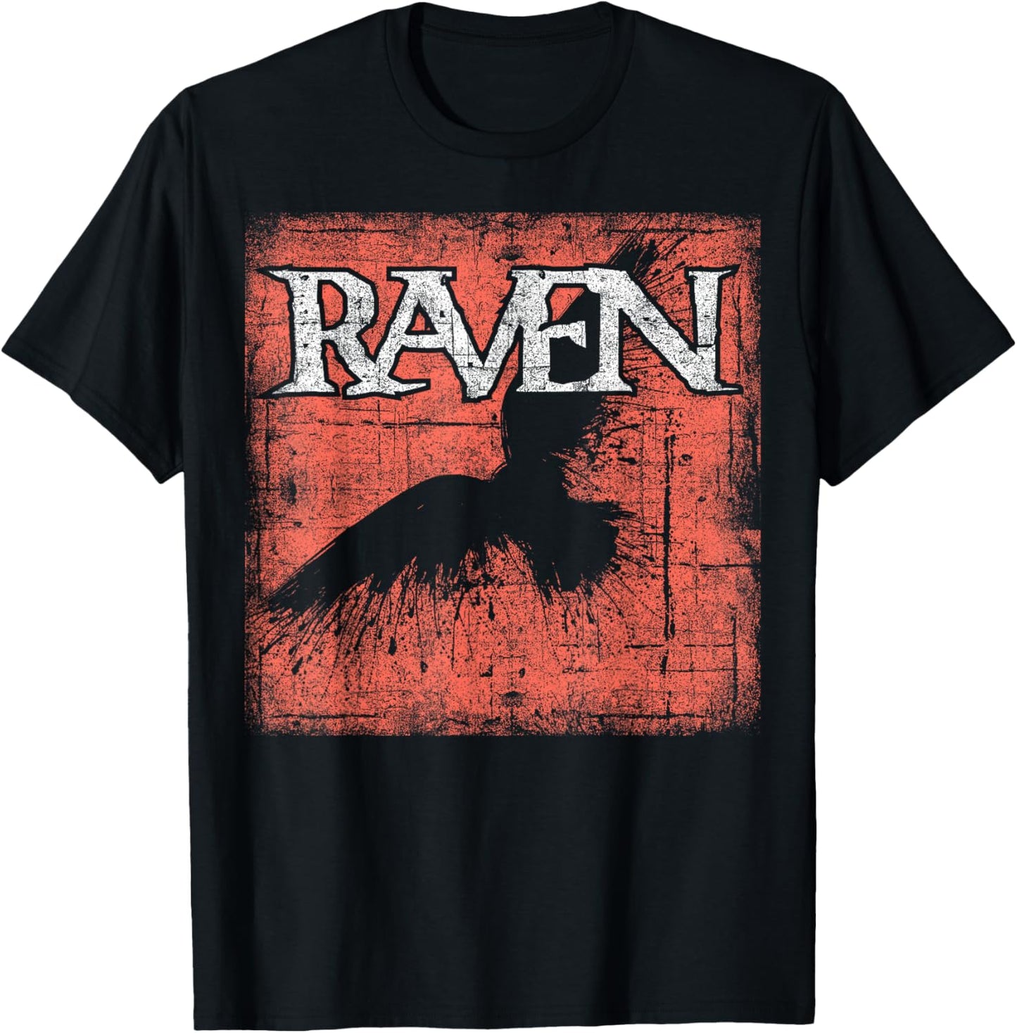 Raven Beautiful Night Bird silhouettte Black Crow Distressed T-Shirt - T-Shirt | Black