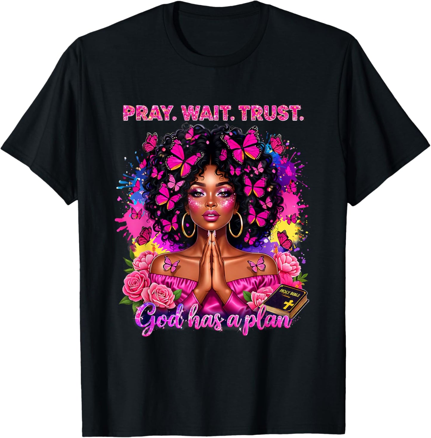 Christian Afro Faith God African American Black Women T-Shirt - T-Shirt | Black