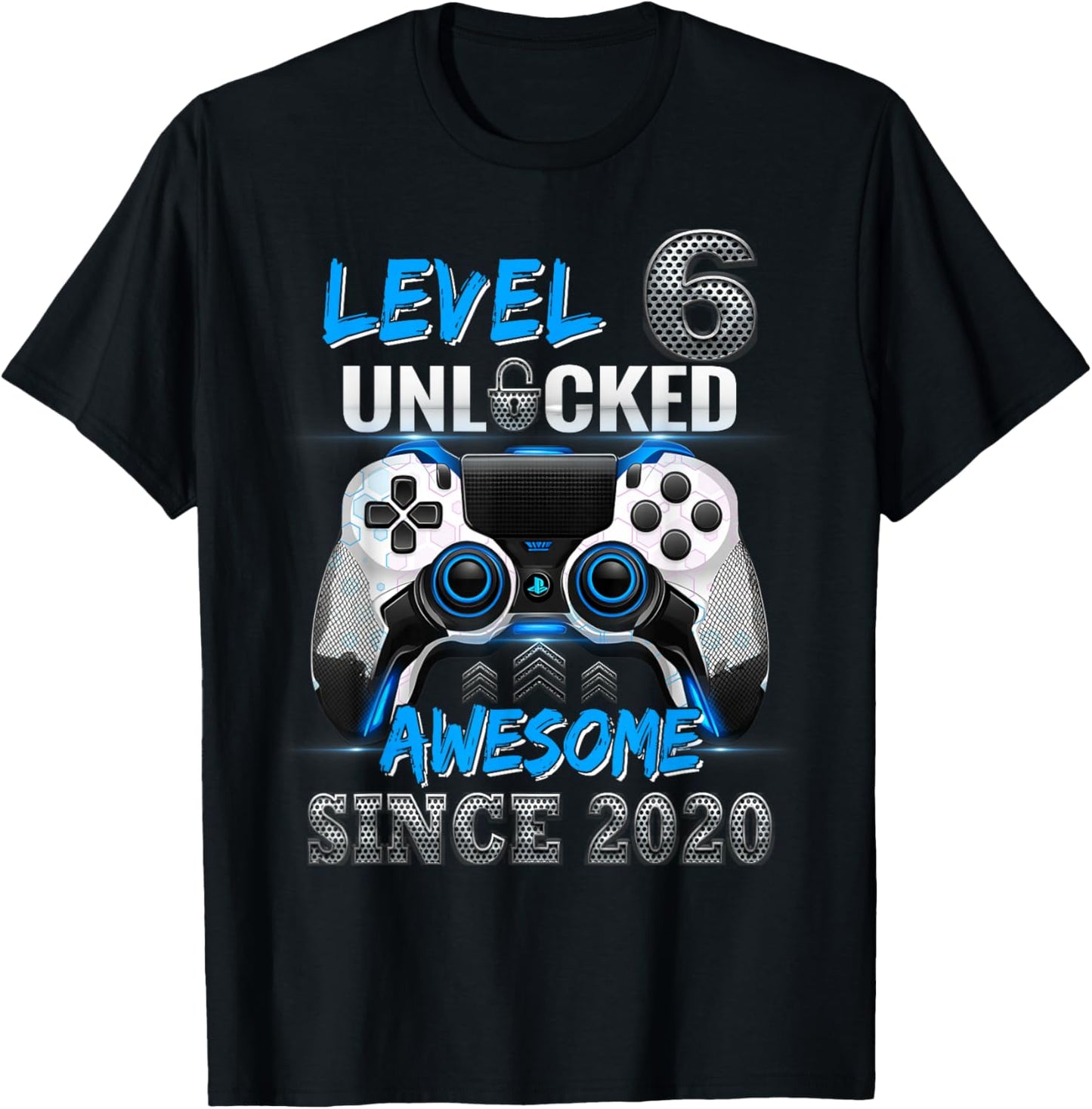 Level 6 Unlocked Awesome Since 2020 6th Birthday Gaming T-Shirt - T-Shirt | Black