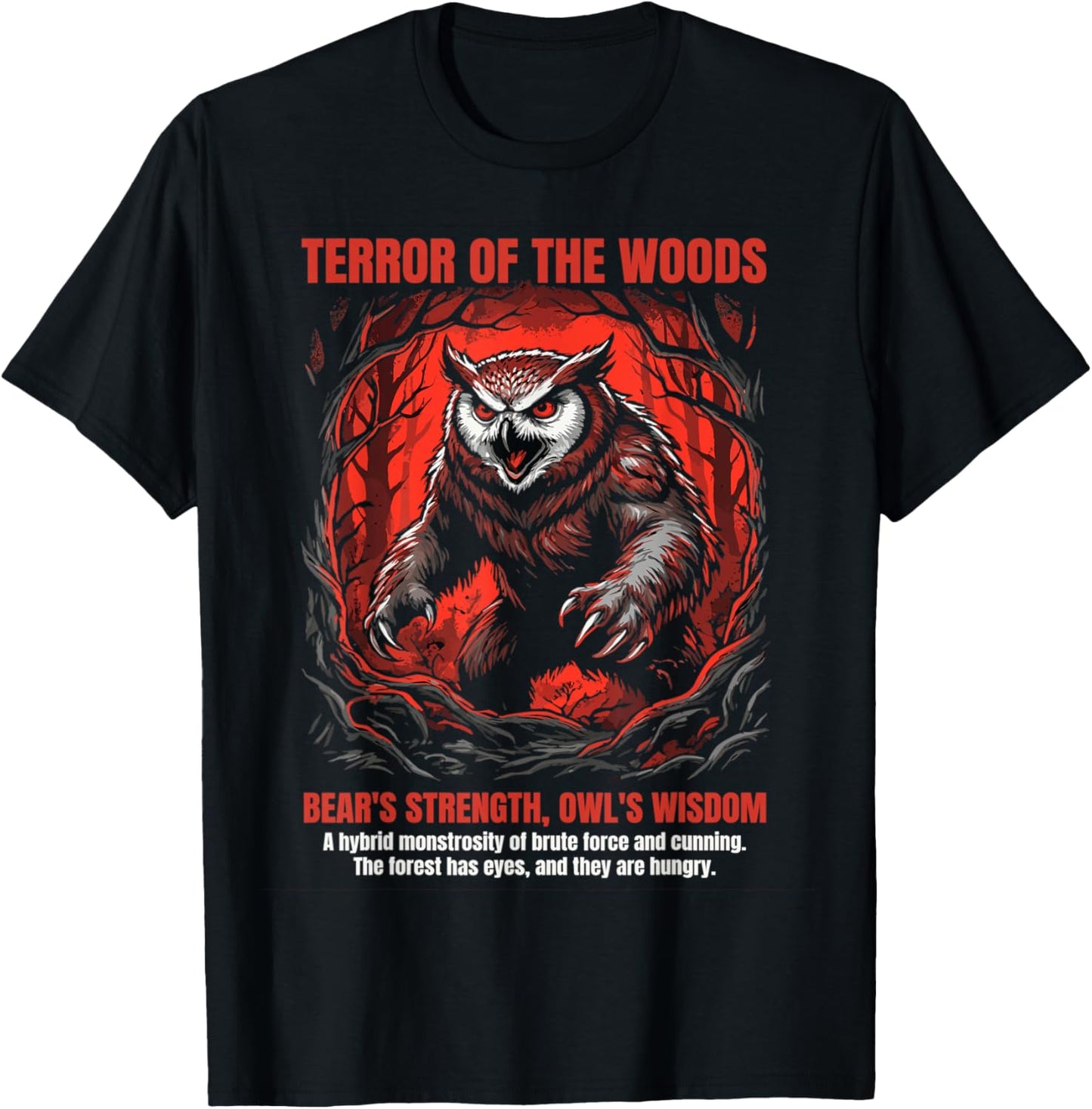 Owlbear Forest Guardian Tabletop Dark RPG Fantasy Gamer T-Shirt - T-Shirt | Black