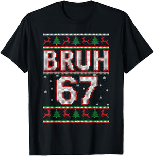 Funny Bruh 67 Christmas Holiday Women Kids Xmas Pajamas T-Shirt - T-Shirt | Black