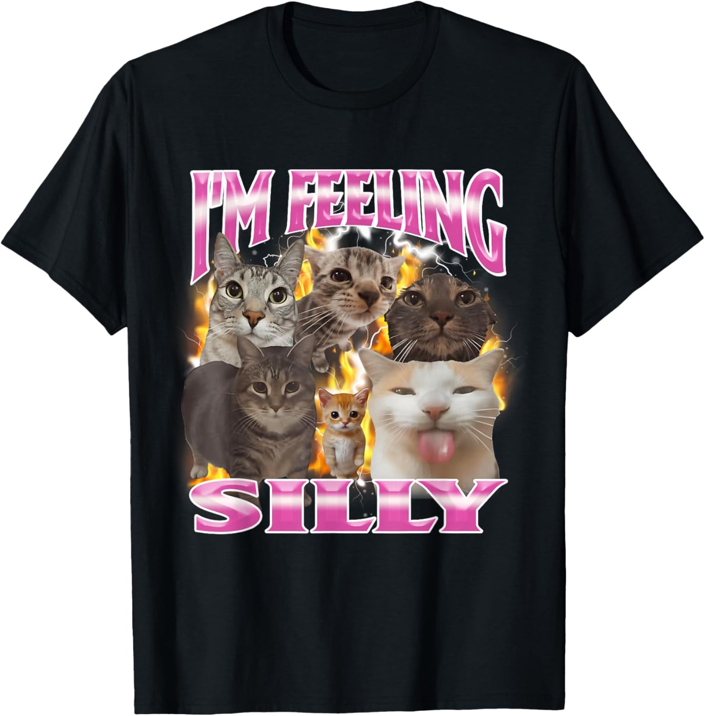I'm Feeling Silly Funny Cat Meme Bootleg T-Shirt - T-Shirt | Black