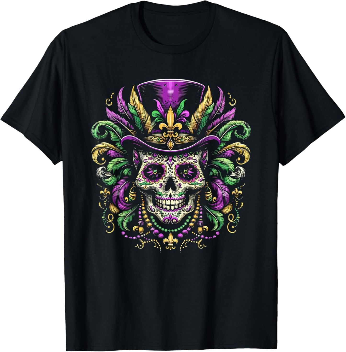 Mardi Gras Costume Sugar Skull Carnival New Orleans Trip T-Shirt - T-Shirt | Black