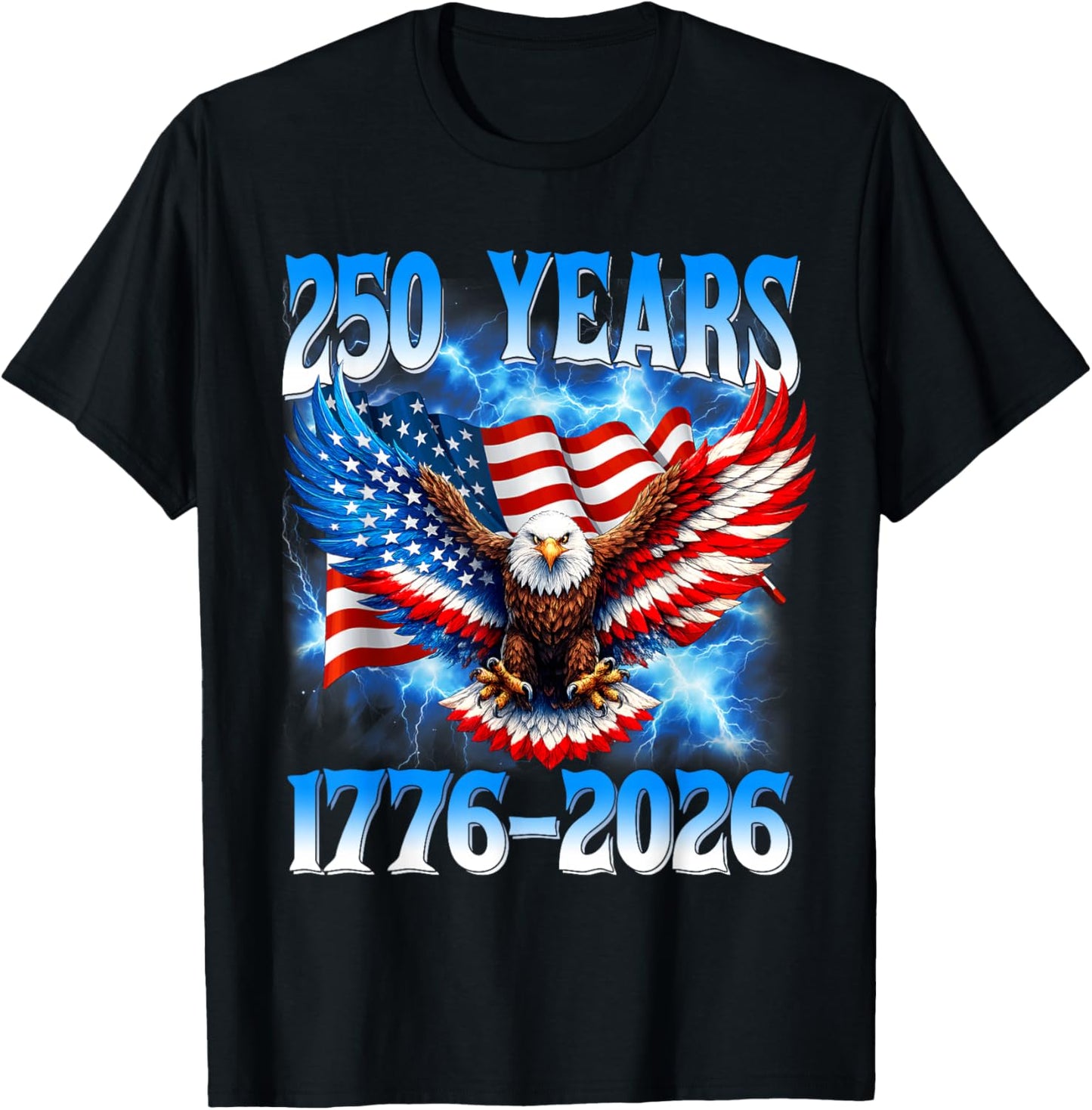 Flag Vintage 250 Years American 1776 2026 250th USA Birthday T-Shirt - T-Shirt | Black