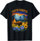 South Dakota Heritage Scene with Bison and Mount Rushmore T-Shirt - T-Shirt | Black