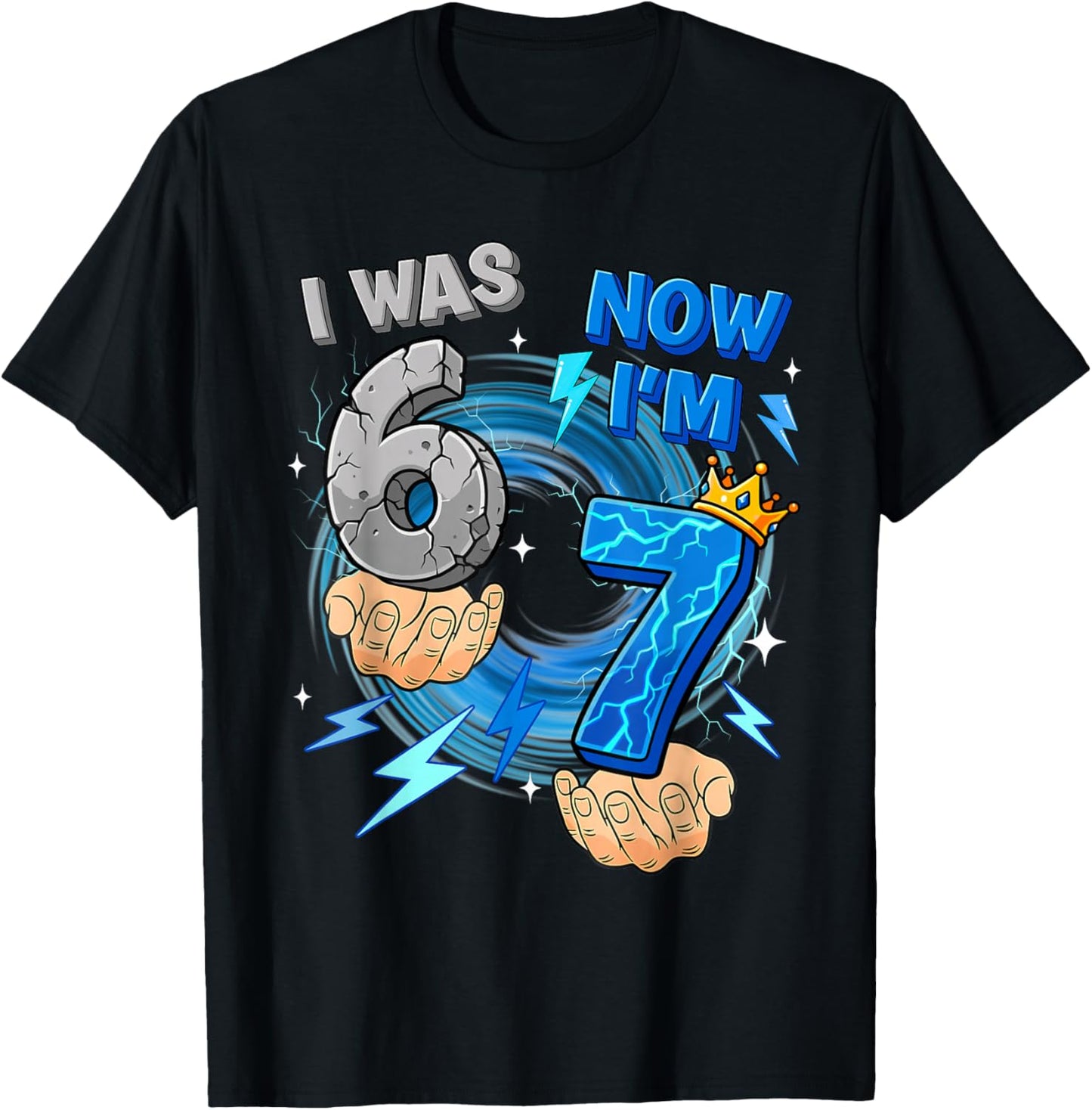 I was 6 Now I'm 7 7th Birthday 6 7 Birthday Shirts Boys Kids T-Shirt - T-Shirt | Black
