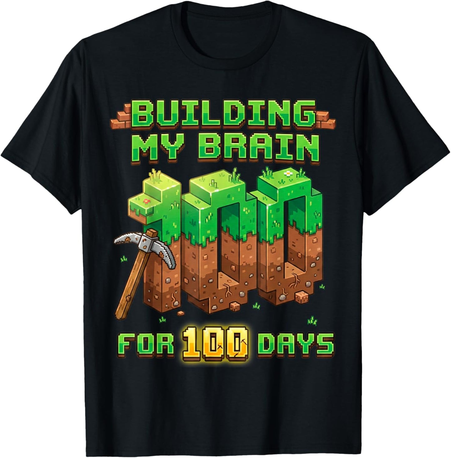 Building My Brain for 100 Days of School T-Shirt - T-Shirt | Black