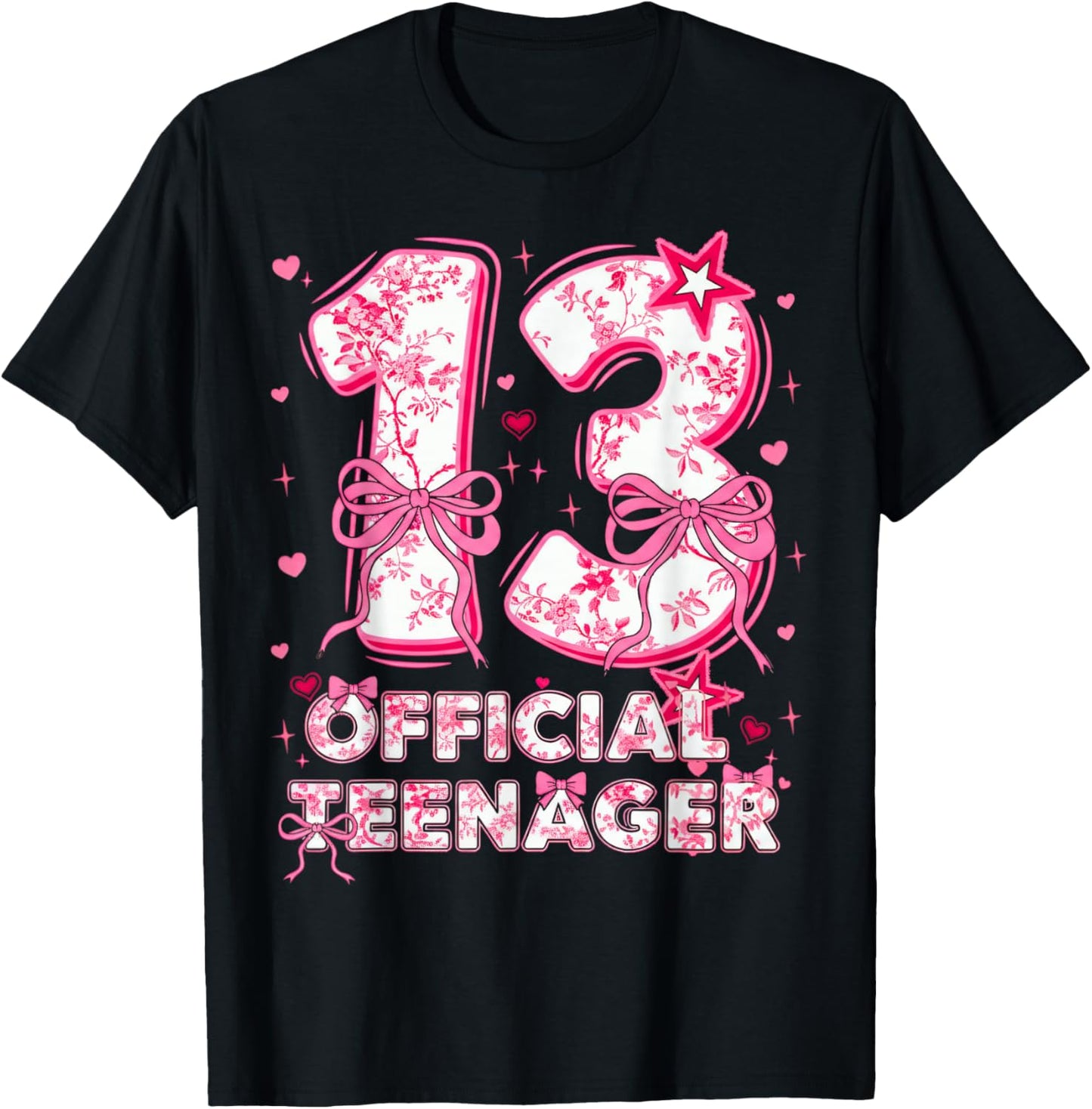 13th Birthday Girl 13 Years Old Official Teenager Birthday T-Shirt - T-Shirt | Black