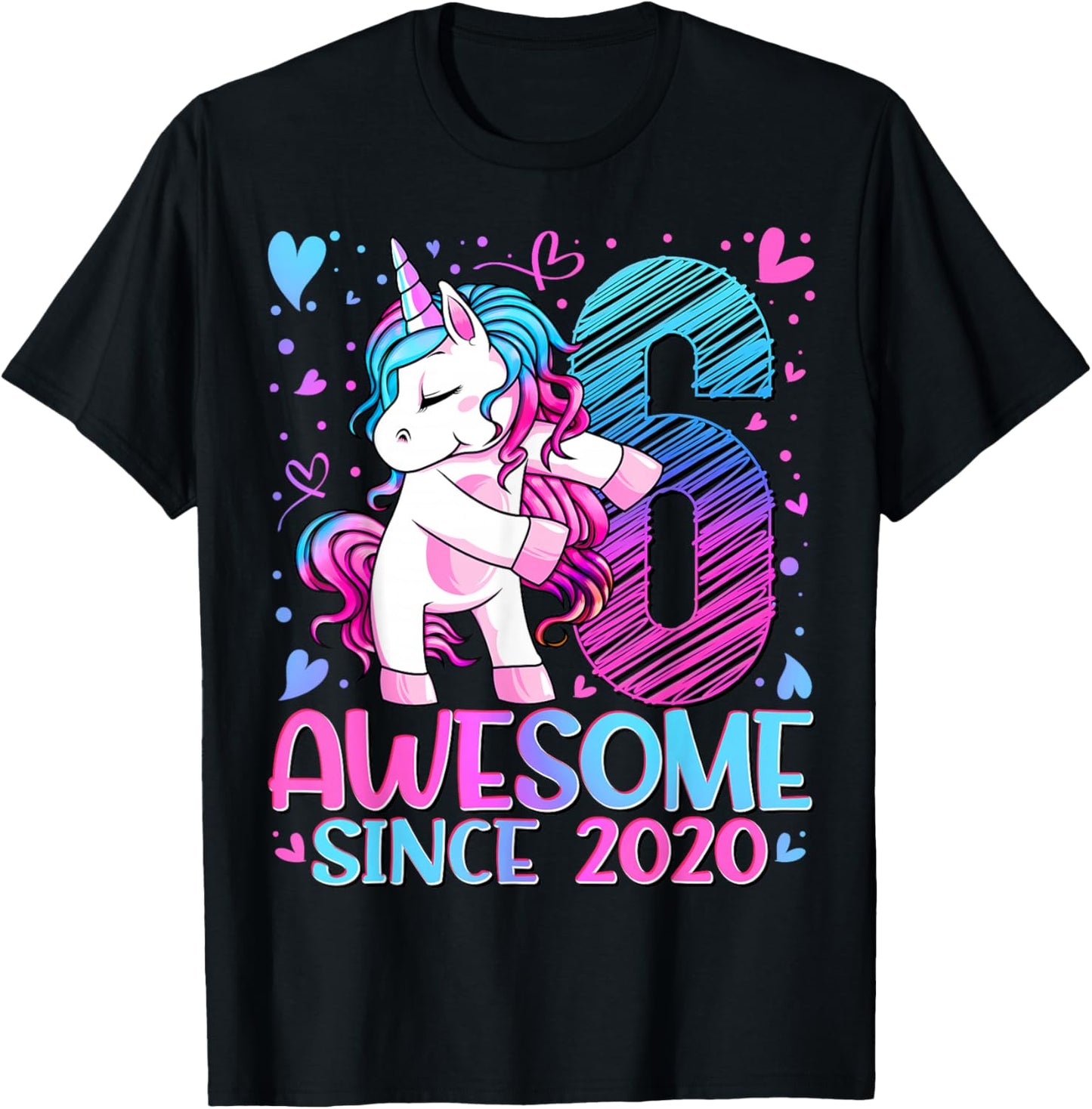 6th Birthday Shirt Girl 6 Year Old Gifts 6 Birthday Girl T-Shirt - T-Shirt | Black