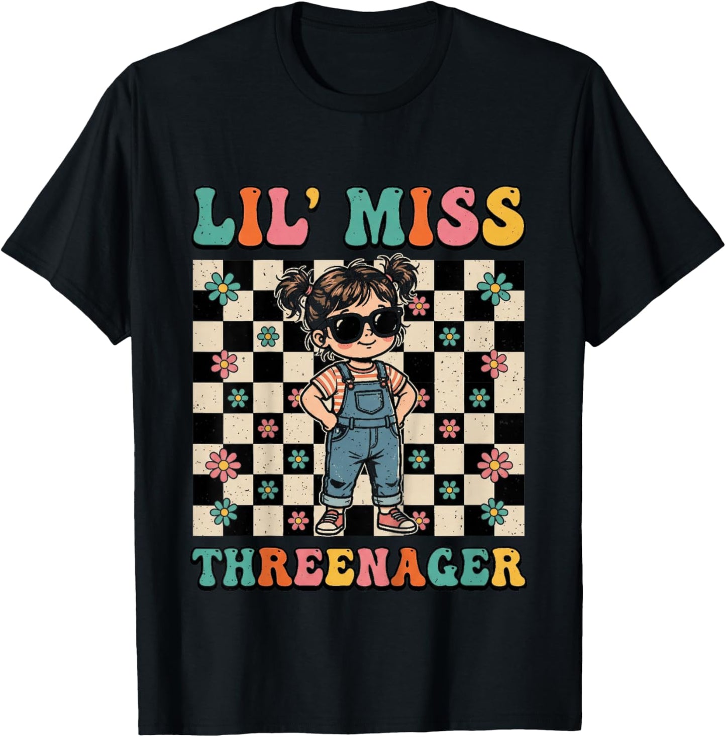 3rd Birthday Girl Sassy Toddler Lil Miss Threenager T-Shirt - T-Shirt | Black