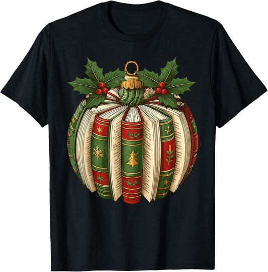 Book Ornaments Book Lover Cozy Christmas Teacher Librarian T-Shirt - T-Shirt | Black