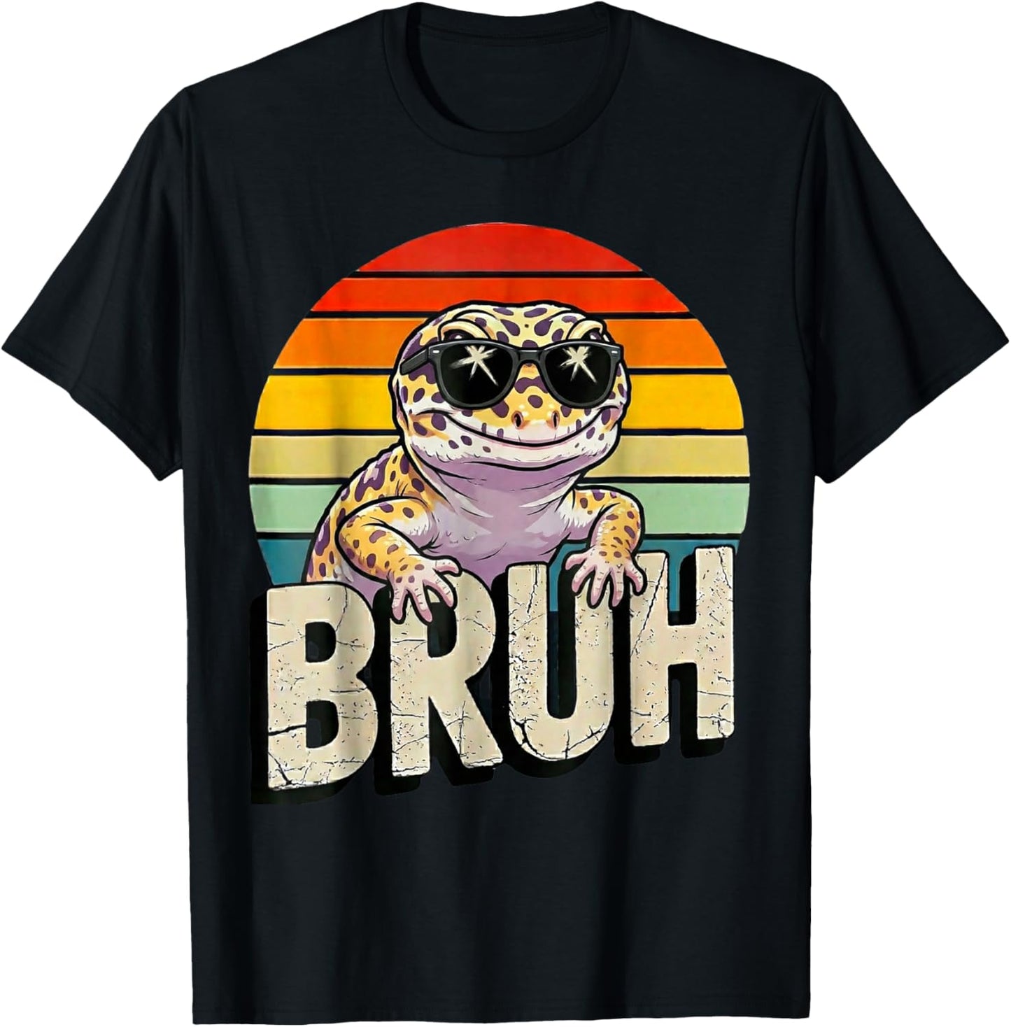 Cute Reptile Kids Boys Girls Bruh Leopard Gecko Lover Meme T-Shirt - T-Shirt | Black