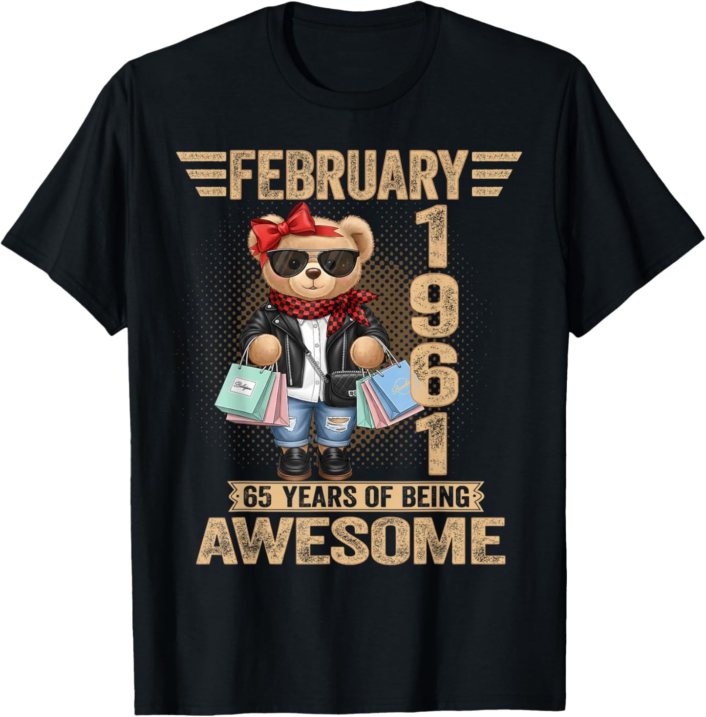 65 Year Old February 1961 Teddy Bear 65th Birthday Women T-Shirt - T-Shirt | Black