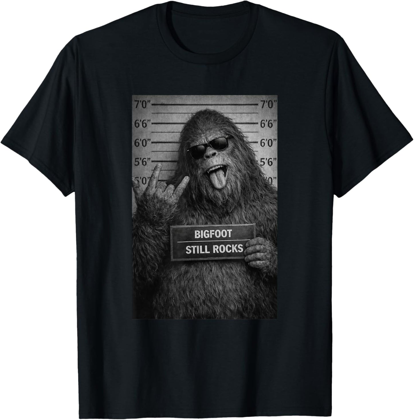 Bigfoot Rock Humor Cryptid Design T-Shirt - T-Shirt | Black
