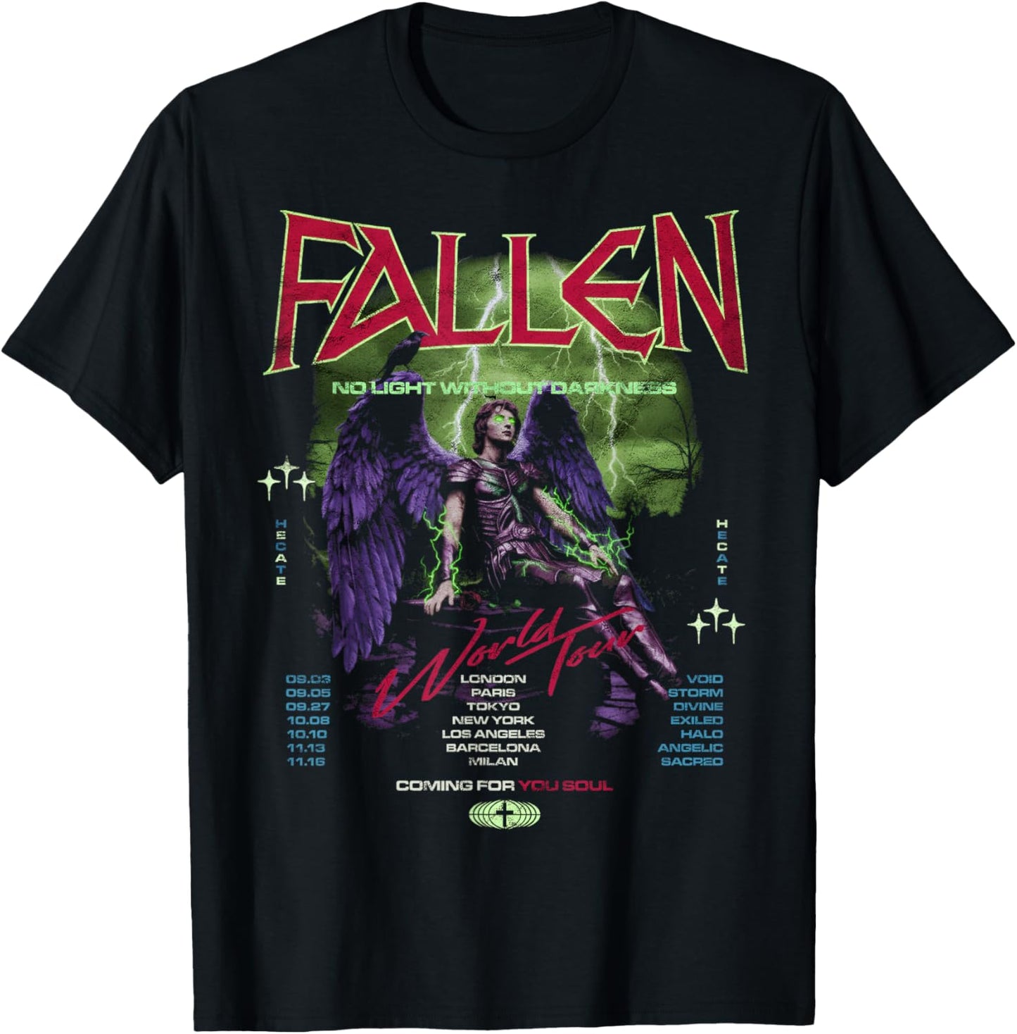 Fallen Angel Vintage Streetwear Urban Hip Hop Metal Rock Y2K T-Shirt - T-Shirt | Black