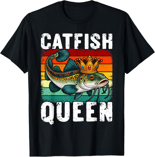 Catfish Queen Fishing for Anglers and Fish Fans T-Shirt - T-Shirt | Black